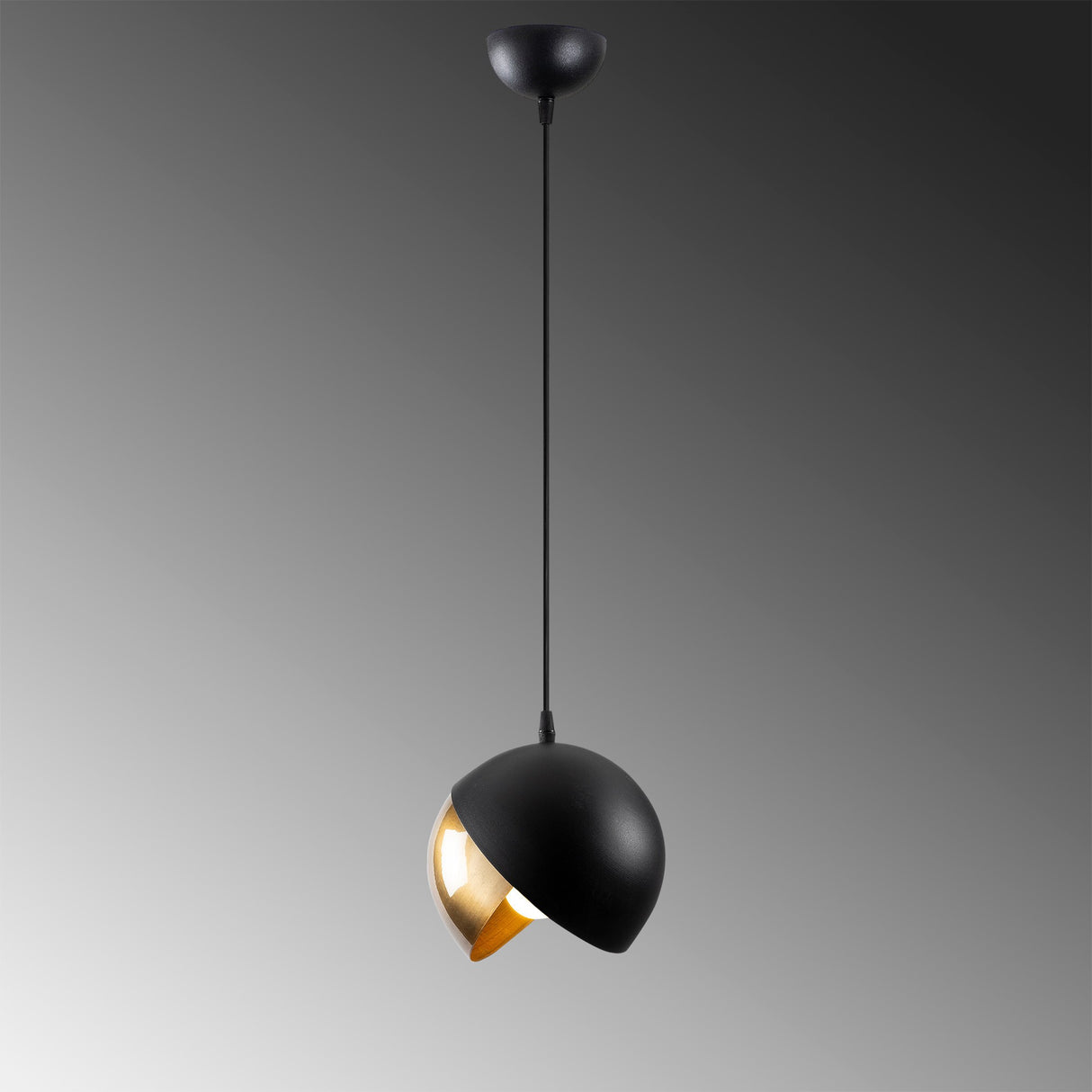 Lustră Berceste - 252-S, Negru - Auriu, Ø20x114 cm