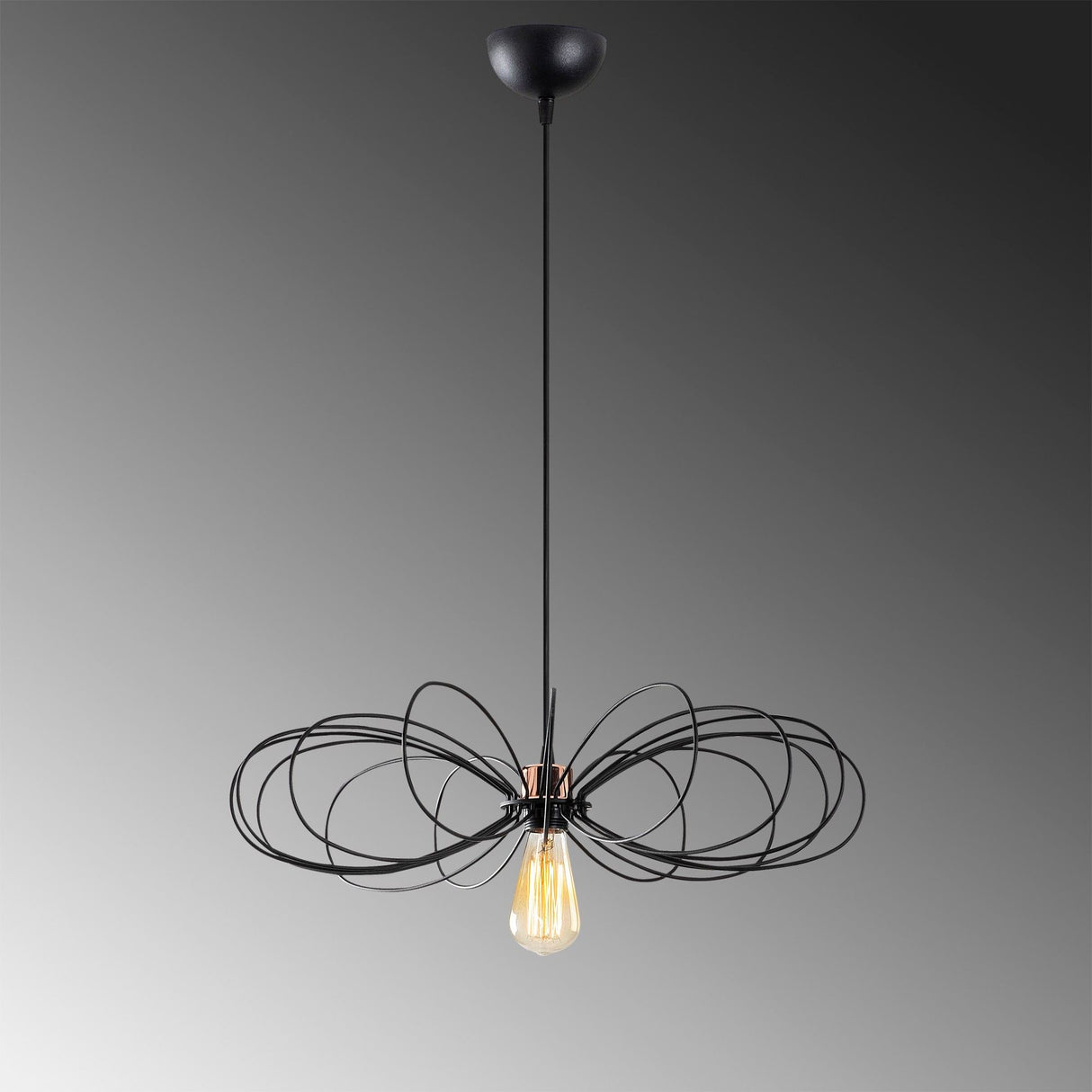 Lustră Hemdem - 707-S BLACK, Negru, Ø58x112 cm