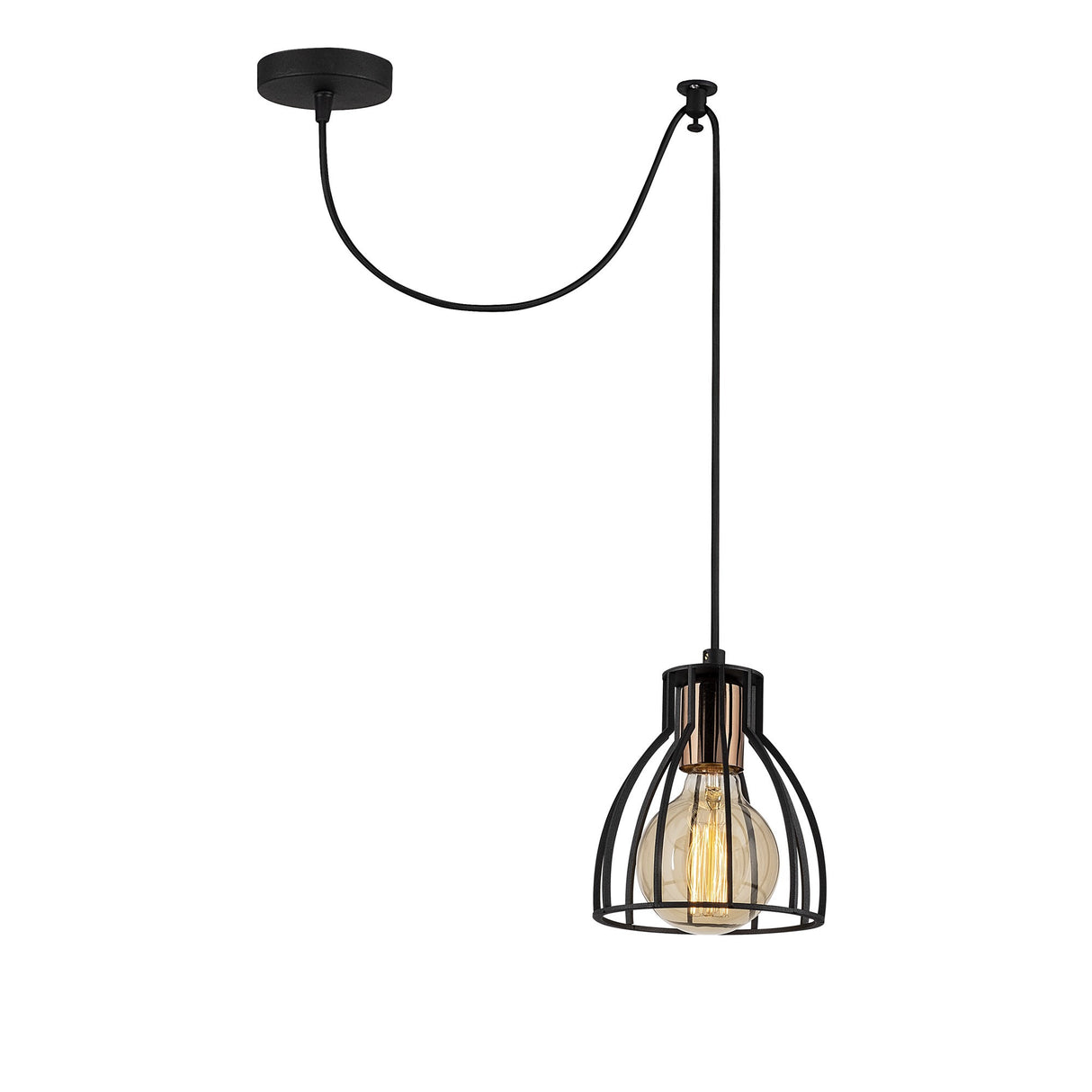 Lustră Kemah - N-1235, Negru, Ø53x108 cm