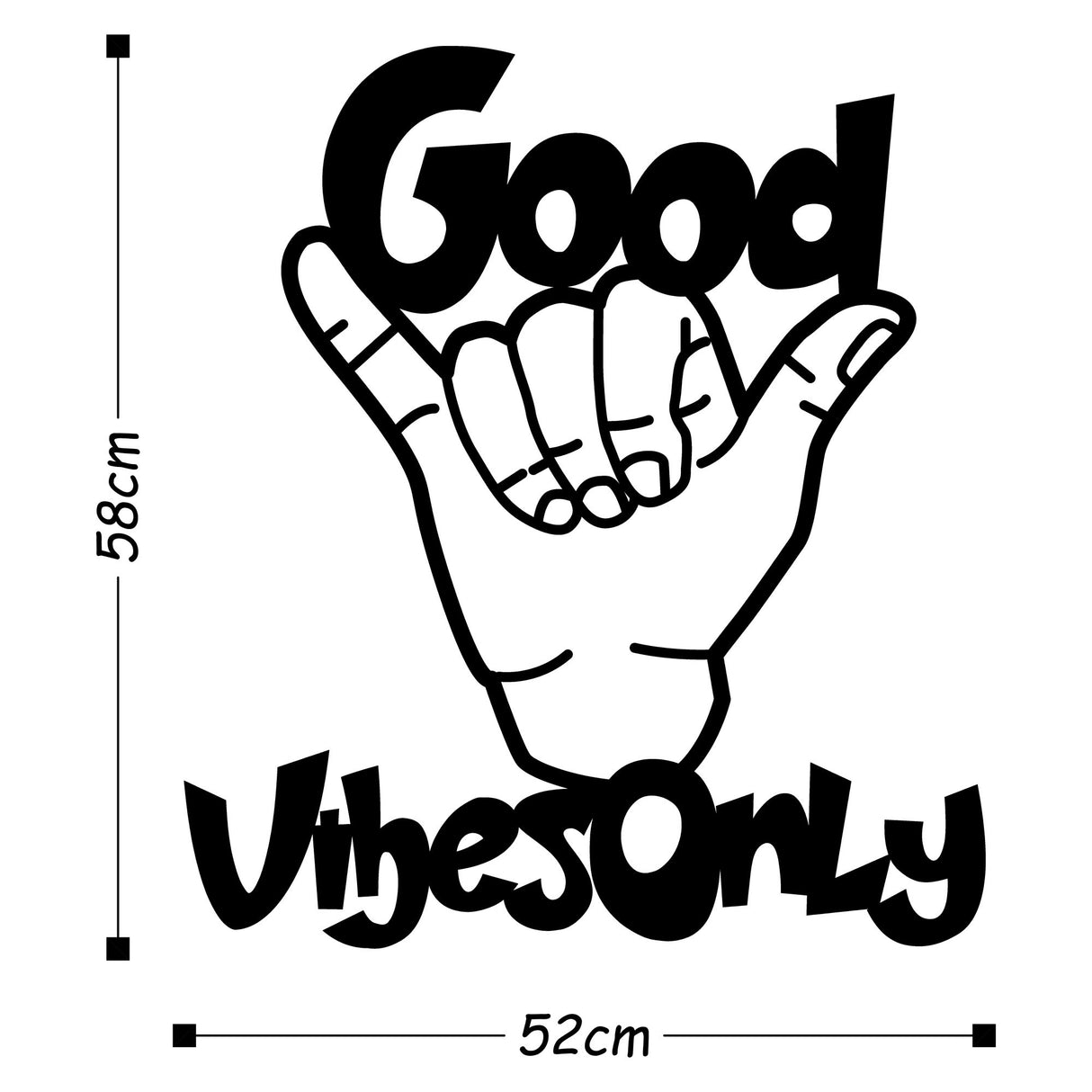 Decorațiune de perete din metal Good Vibes Only, Negru, 52x58x0 cm