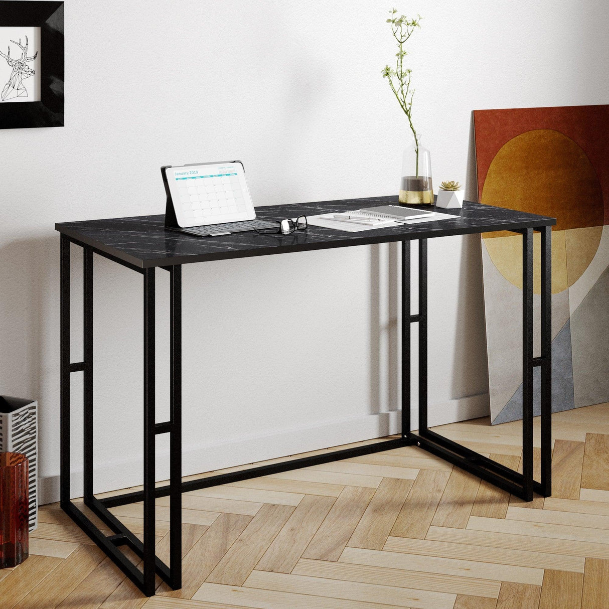 Birou Alfa cu picioare metalice 120 x 75 x 60 cm - Negru, SKU 541HDL1101