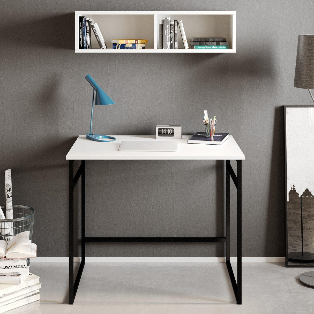 Birou Gama, Diverse culori, 90x60x75 cm - Alb - Negru | SKU: 541HDL1106 | Birou Gama, 90x60x75 cm, varianta Alb - Negru, produs pentru amenajarea locuinței, disponibil online în România la CasaMob
