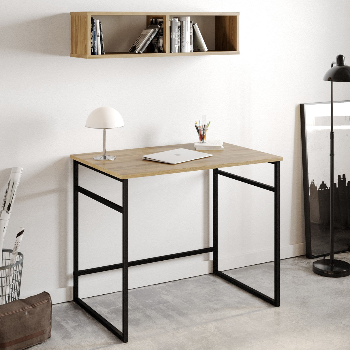 Birou Gama, Diverse culori, 90x60x75 cm - Stejar - Negru | SKU: 541HDL1109 | Birou Gama, 90x60x75 cm, varianta Stejar - Negru, produs pentru amenajarea locuinței, disponibil online în România la CasaMob
