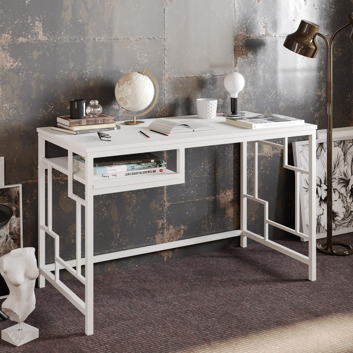 Birou Victory, Diverse culori, 120x60x75 cm - Alb | SKU: 541HDL1118 | Birou Victory, 120x60x75 cm, varianta Alb, produs pentru amenajarea locuinței, disponibil online în România la CasaMob