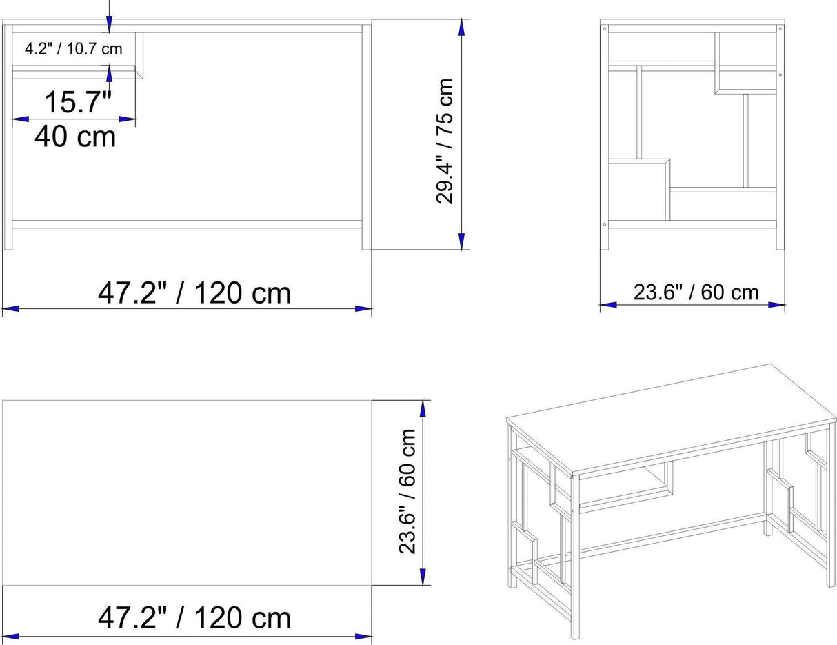 Birou Victory, Diverse culori, 120x60x75 cm - Negru - Nuc | SKU: 541HDL1119 | Birou Victory, 120x60x75 cm, varianta Negru - Nuc, produs pentru amenajarea locuinței, disponibil online în România la CasaMob