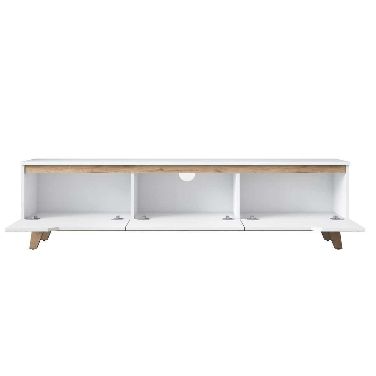 Comodă TV D1 - 2472, Alb - Nuc, 180x35x49 cm