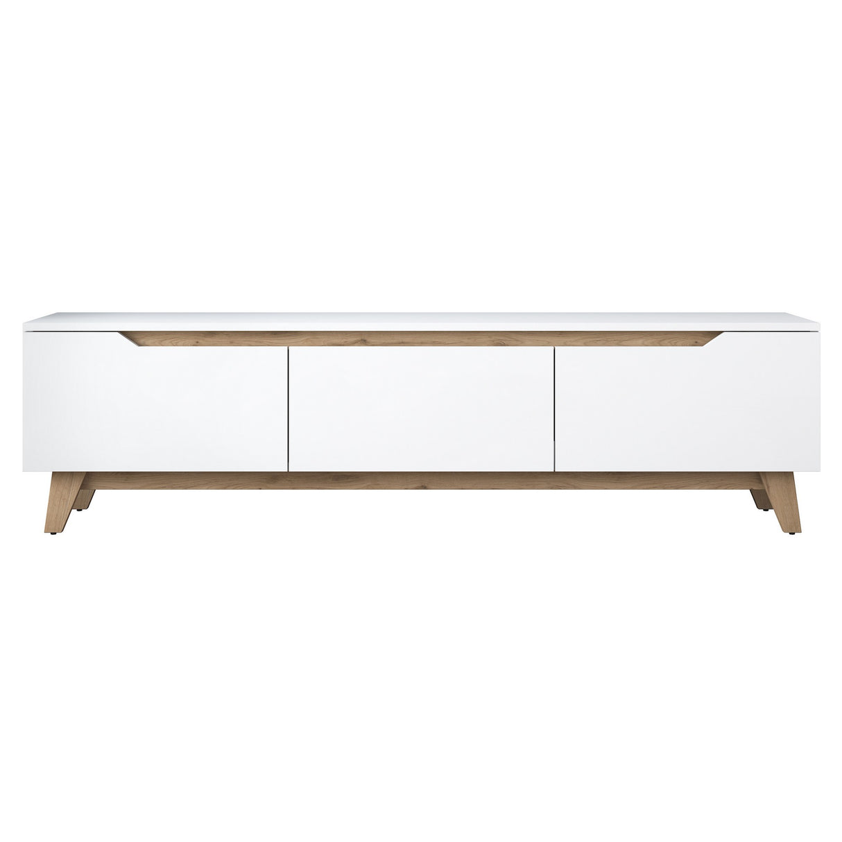Comodă TV D1 - 2472, Alb - Nuc, 180x35x49 cm