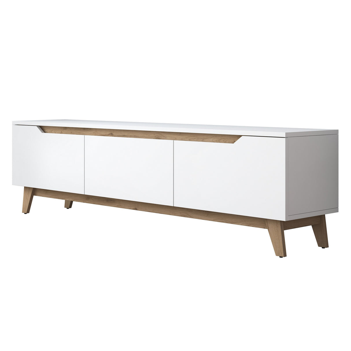 Comodă TV D1 - 2472, Alb - Nuc, 180x35x49 cm