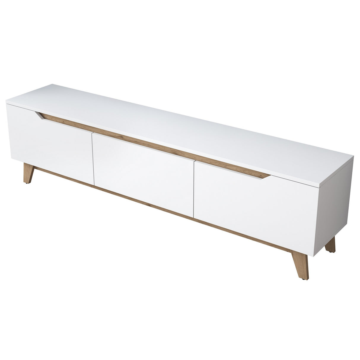 Comodă TV D1 - 2472, Alb - Nuc, 180x35x49 cm