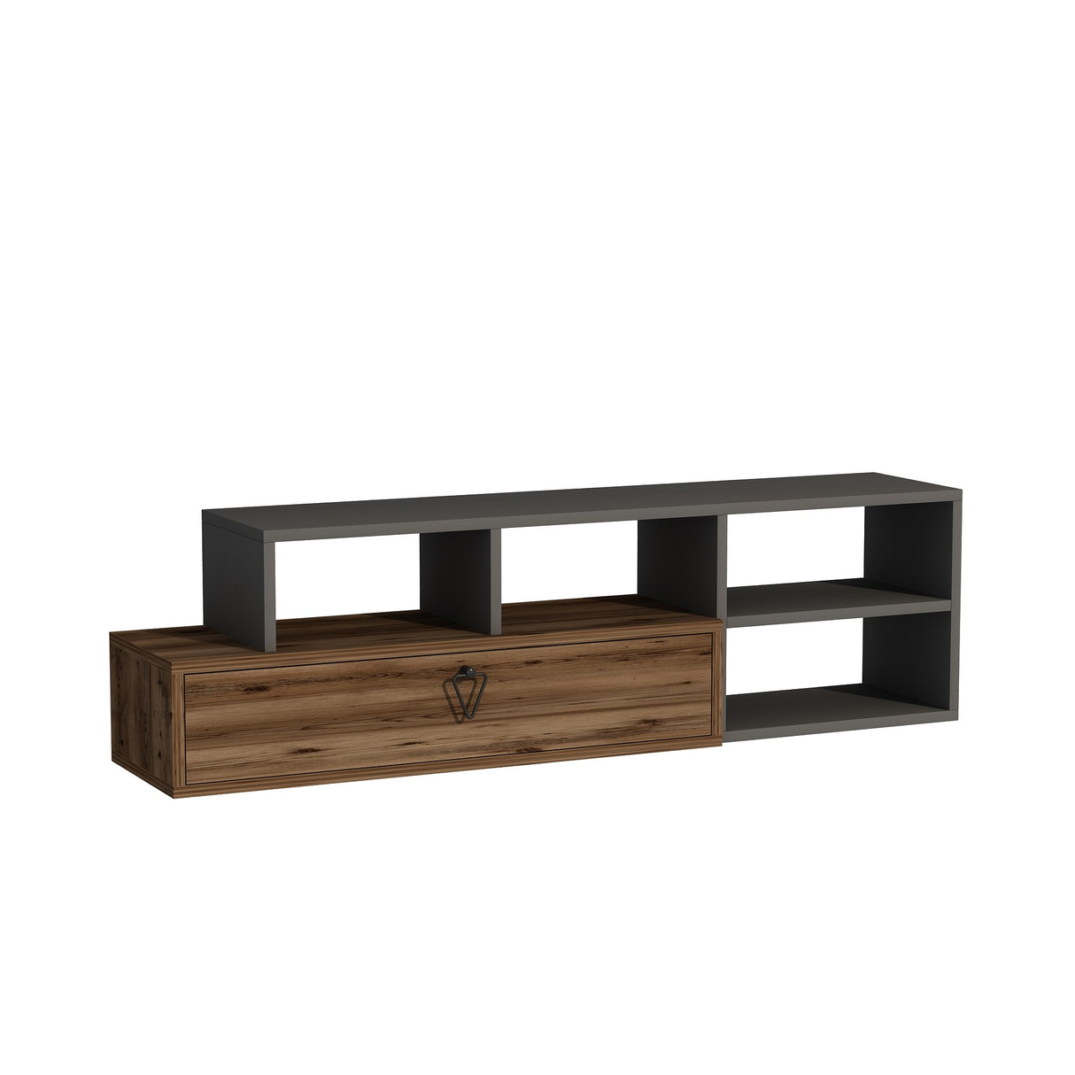 Comodă TV Duru, Light walnut - Antracit, 120x28x38 cm