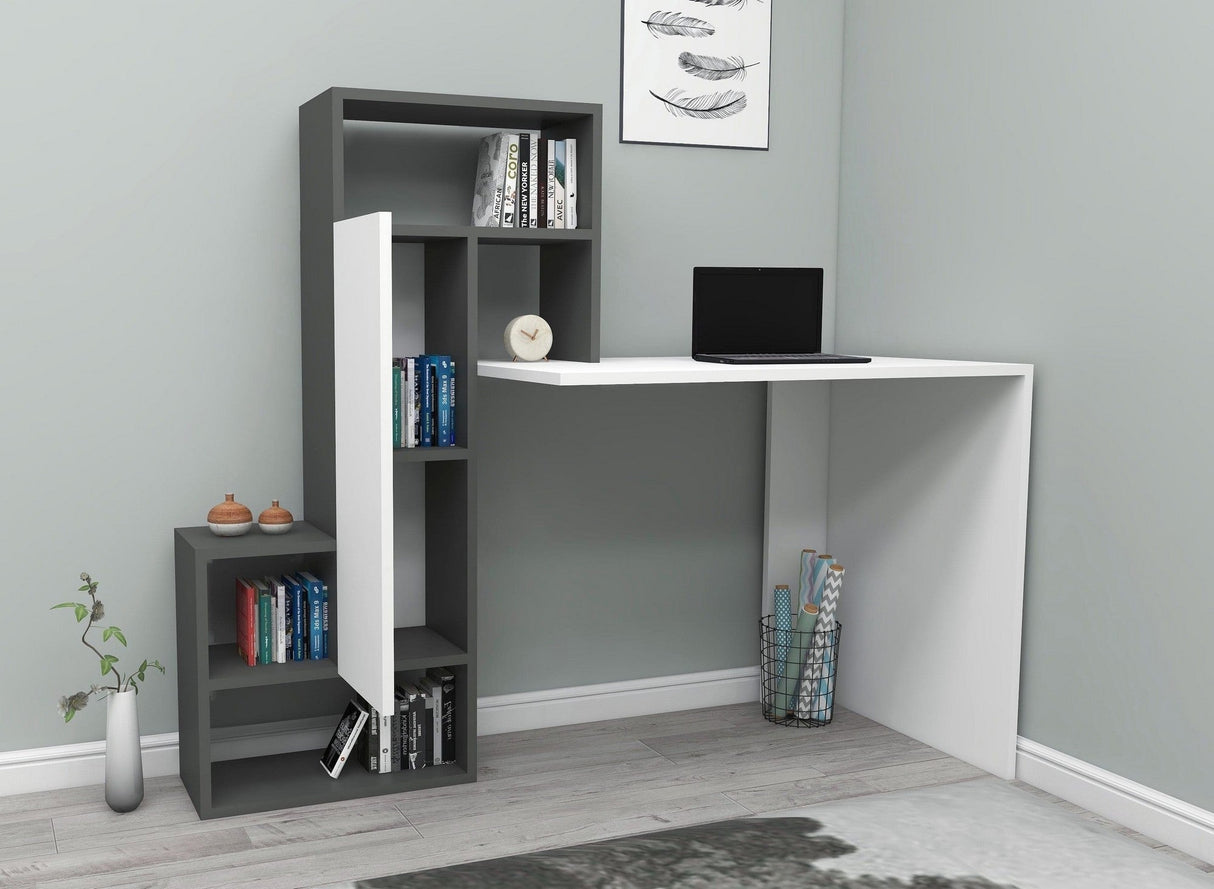 Birou Irmak, Diverse culori, Diverse dimensiuni - Alb - Antracit - 139x55x74 cm | SKU: 550ARN1124 | Birou Irmak, varianta Alb - Antracit - 139x55x74 cm, produs pentru amenajarea locuinței, disponibil online în România la CasaMob
