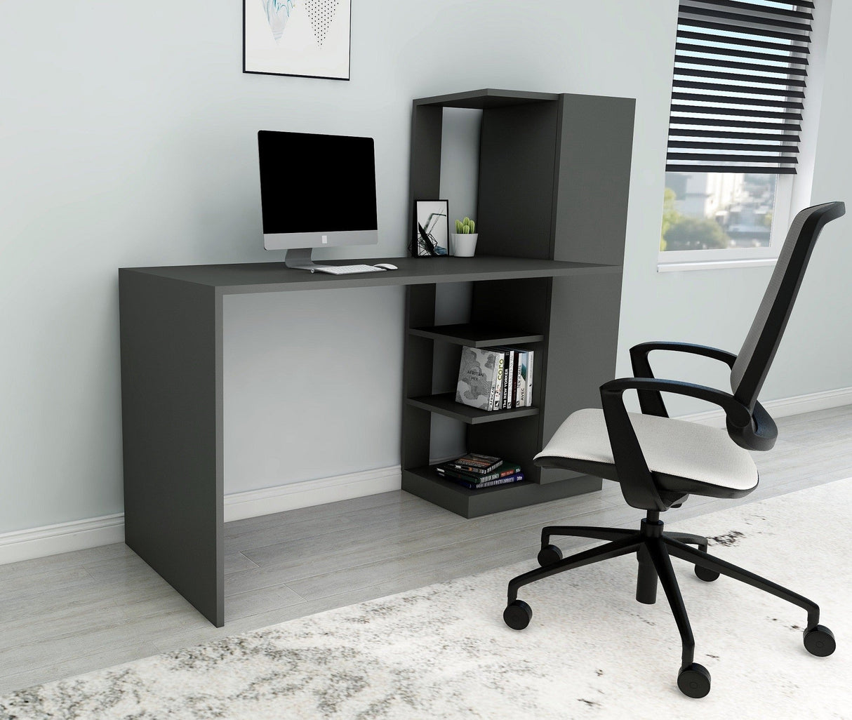 Birou Yagiz, Diverse culori, 120x55x74 cm - Antracit | SKU: 550ARN1140 | Birou Yagiz, 120x55x74 cm, varianta Antracit, produs pentru amenajarea locuinței, disponibil online în România la CasaMob