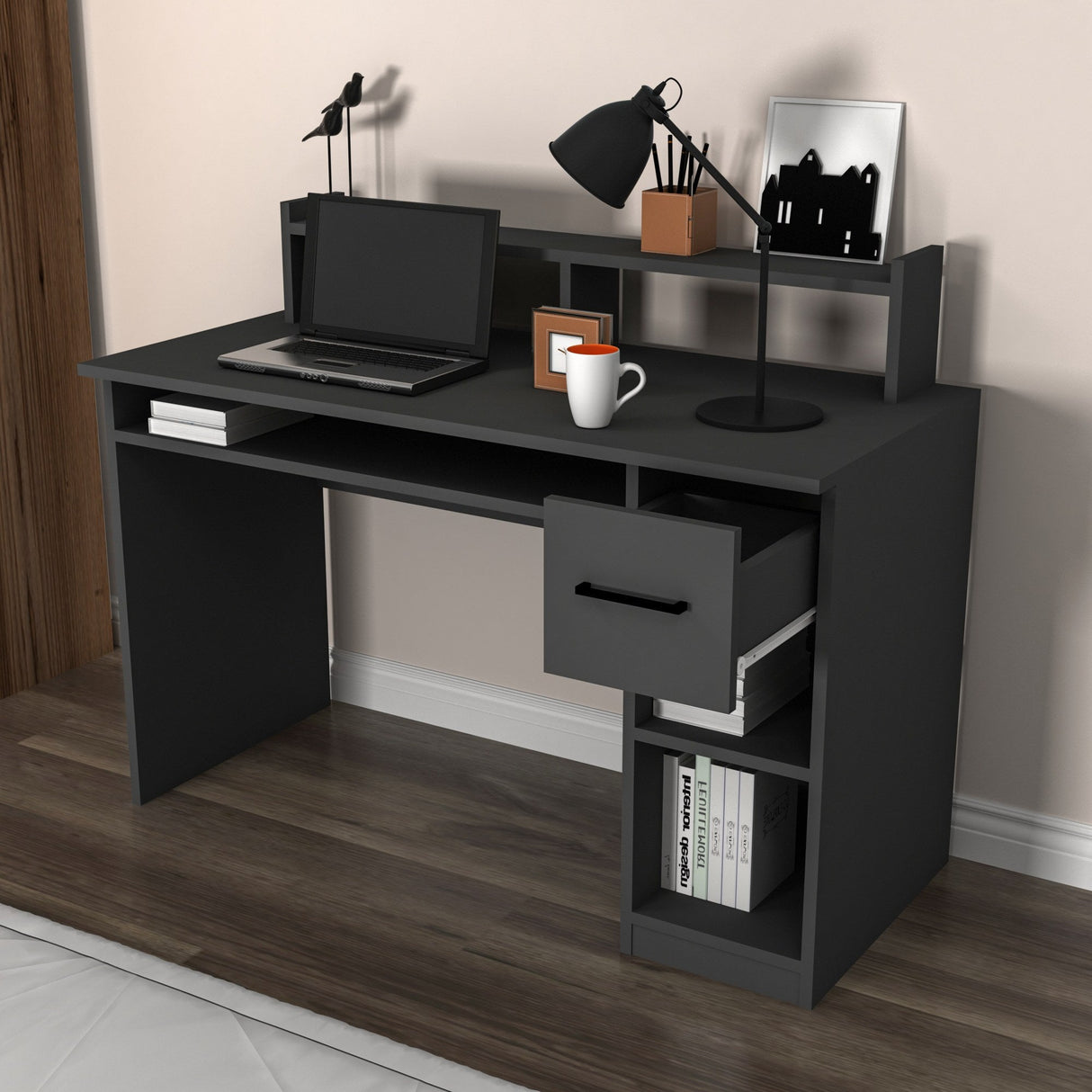 Birou Eslem, Diverse culori, Diverse dimensiuni - Antracit - 120x93x55 cm | SKU: 550ARN2208 | Birou Eslem, varianta Antracit - 120x93x55 cm, produs pentru amenajarea locuinței, disponibil online în România la CasaMob
