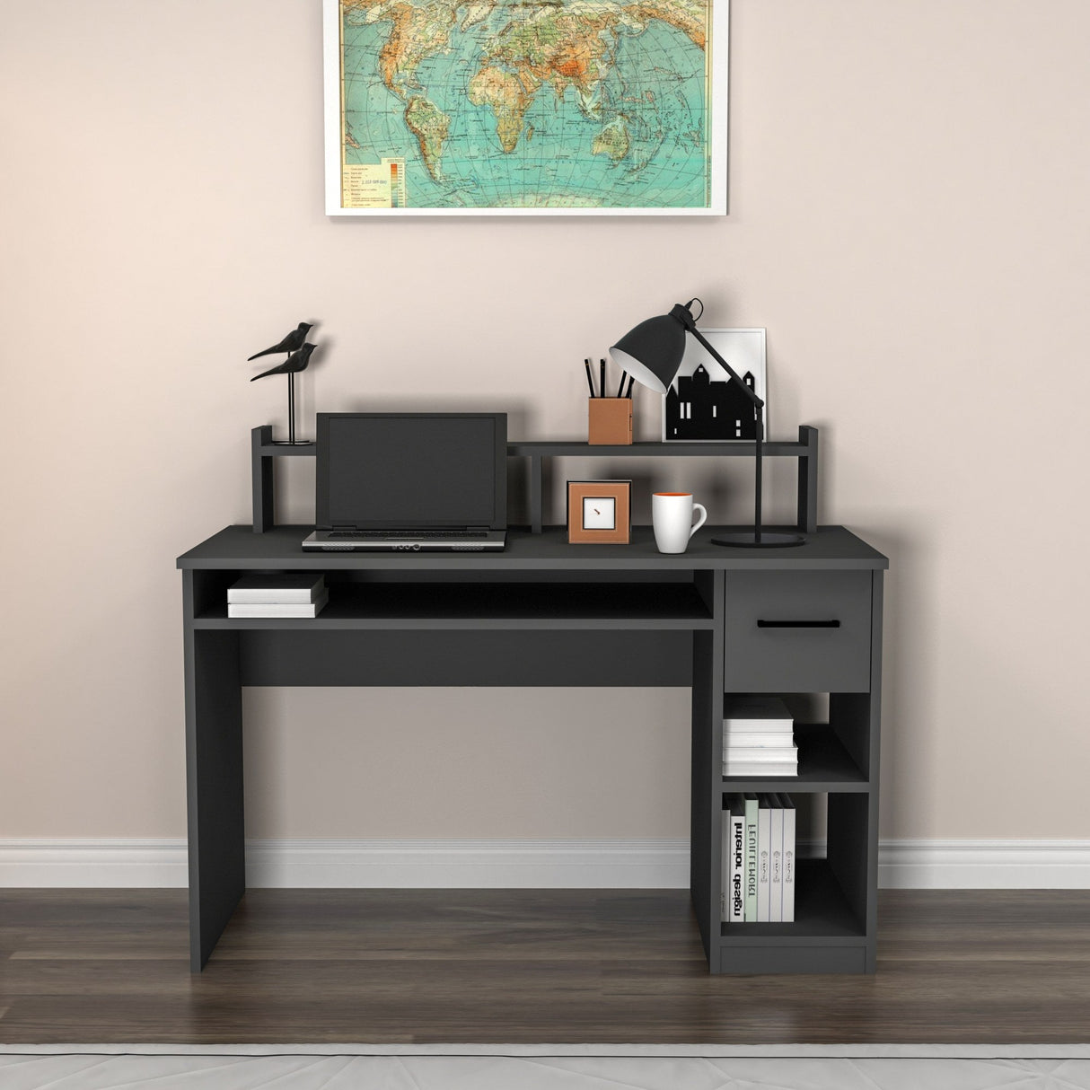 Birou Eslem, Diverse culori, Diverse dimensiuni - Antracit - 120x93x55 cm | SKU: 550ARN2208 | Birou Eslem, varianta Antracit - 120x93x55 cm, produs pentru amenajarea locuinței, disponibil online în România la CasaMob