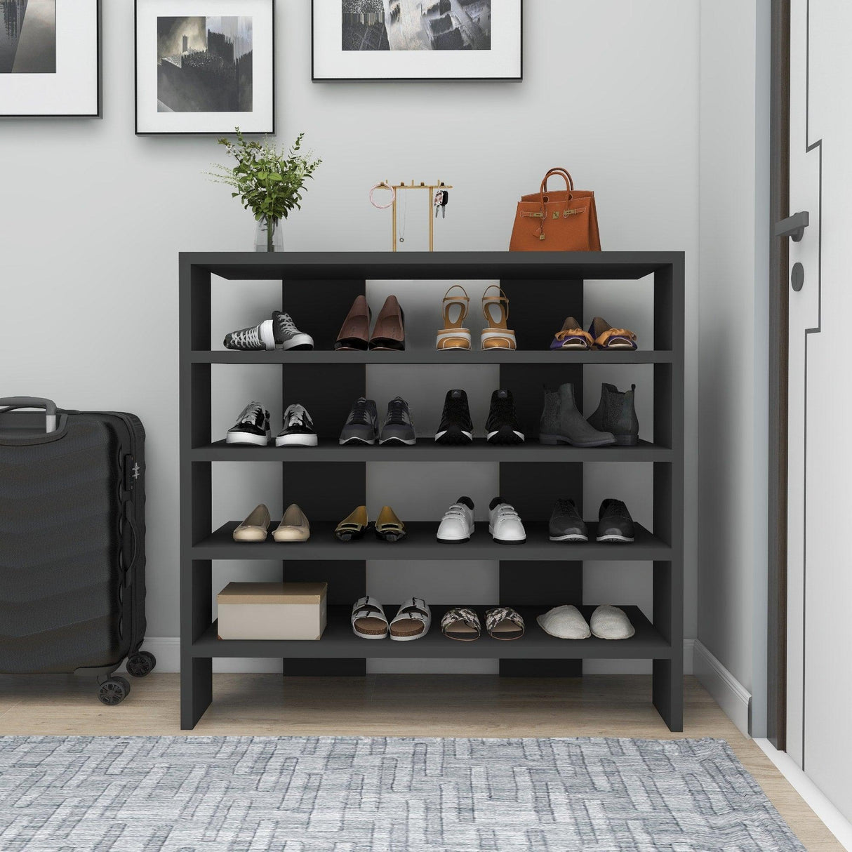 Pantofar Fuat, 4 Rafturi Larg, 16 - 20 Perechi, 76 x 72 x 32 cm - Gri, SKU 550ARN2628