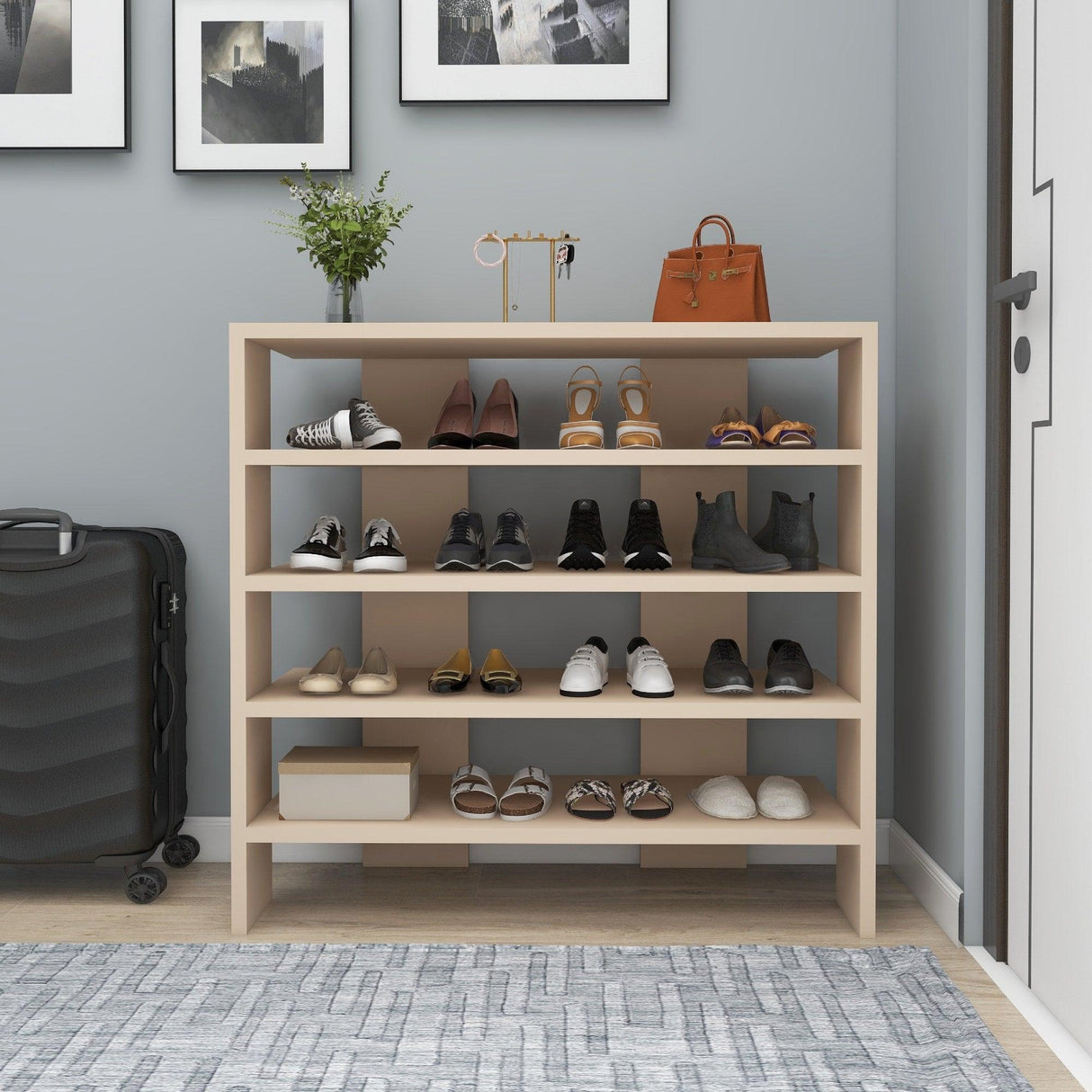 Pantofar Fuat, 4 Rafturi Larg, 16 - 20 Perechi, 76 x 72 x 32 cm - Bej, SKU 550ARN2628