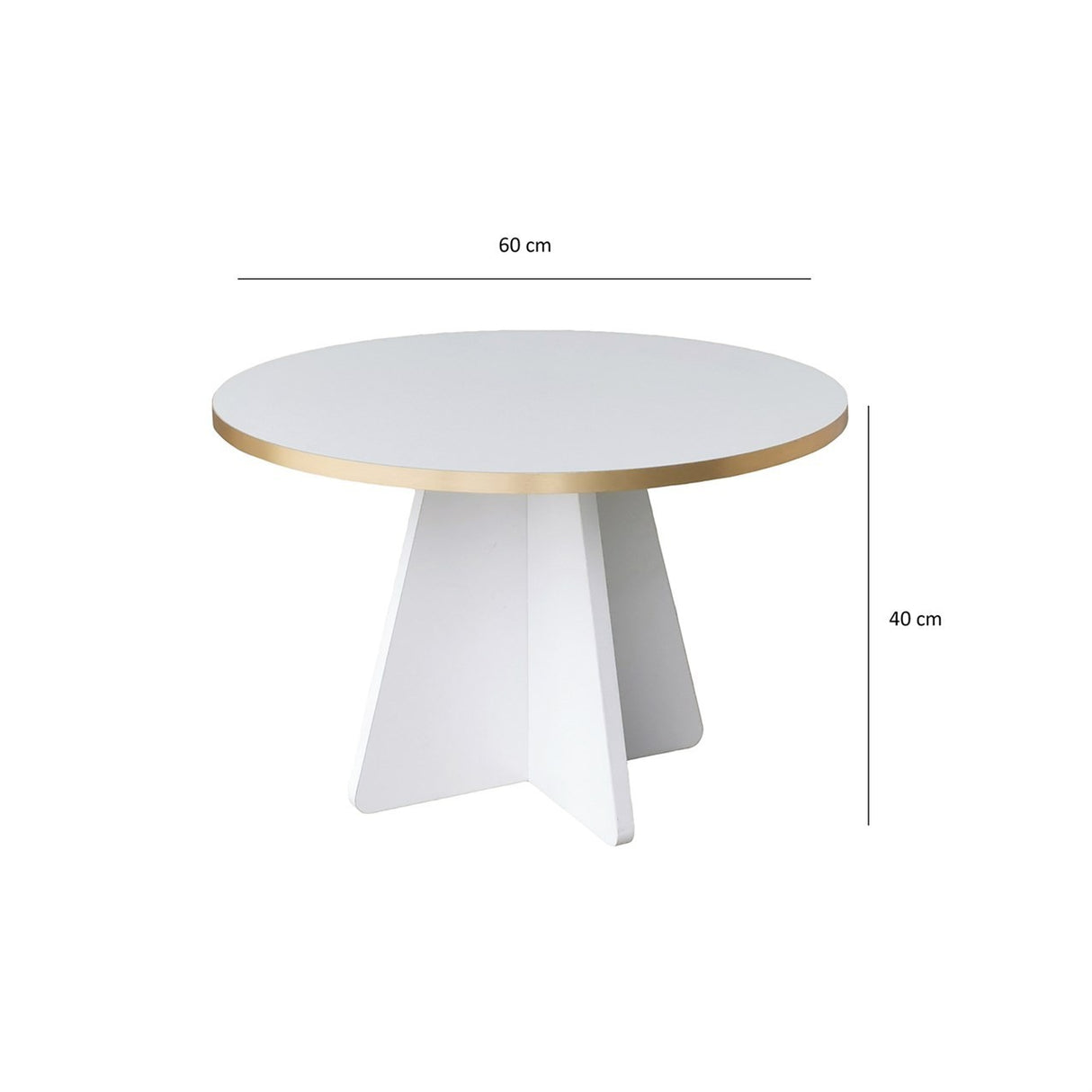 Măsuță de cafea Mushroom - Gold, White v2, Auriu - Alb, 60x60x40 cm