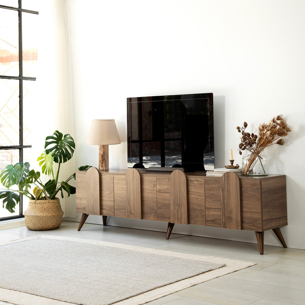 Comodă TV New Line v2, Nuc, 180x35x50 cm