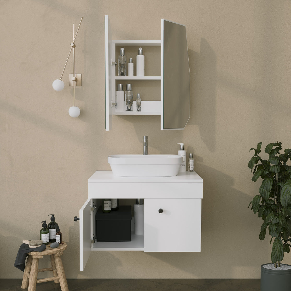 Dulap de baie Quartz Cabinet, Alb