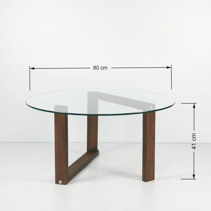 Masuta de cafea Yuvarlak Cam Orta Sehpa S300, Nuc, 80x41x80 cm