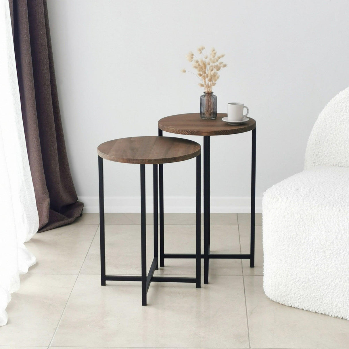 Măsuță de cafea Neta Set, Diverse culori - Nuc | SKU: 552NOS1443 | Măsuță de cafea Neta Set, varianta Nuc, produs pentru amenajarea locuinței, disponibil online în România la CasaMob