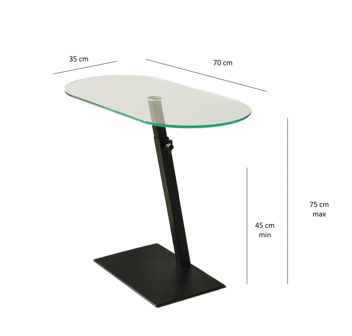 Masuta de cafea Ovale Lungo - Black, Negru, 35x75x70 cm
