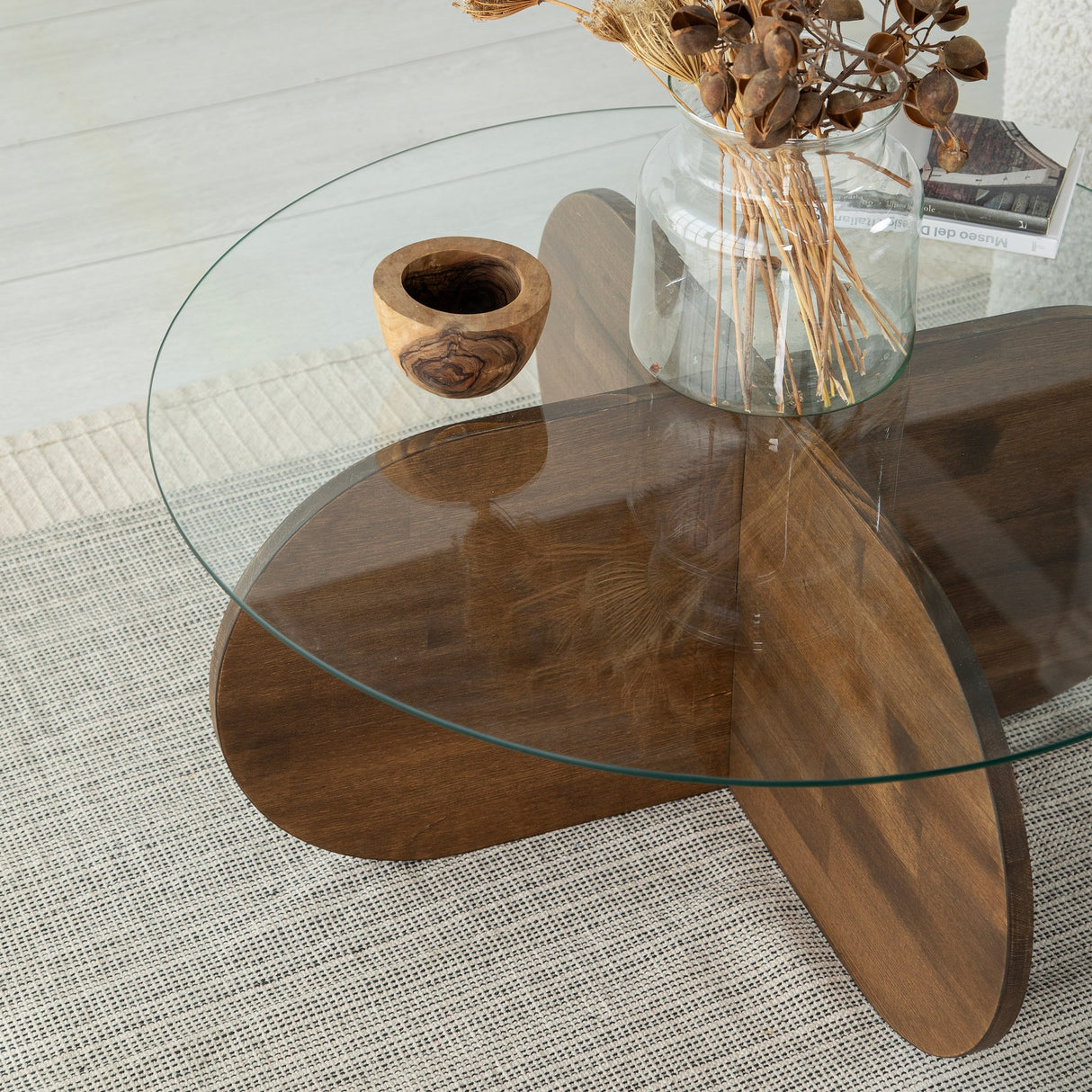 Măsuță de cafea Bubble Wood, Nuc, 75x75x35 cm