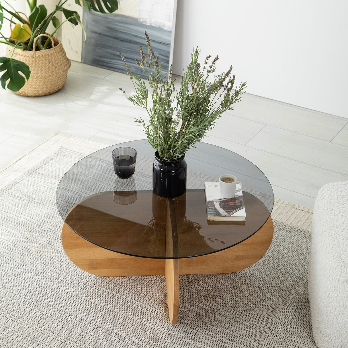 Măsuță de cafea Bubble Wood - Fume, Oak, Stejar, 75x75x35 cm