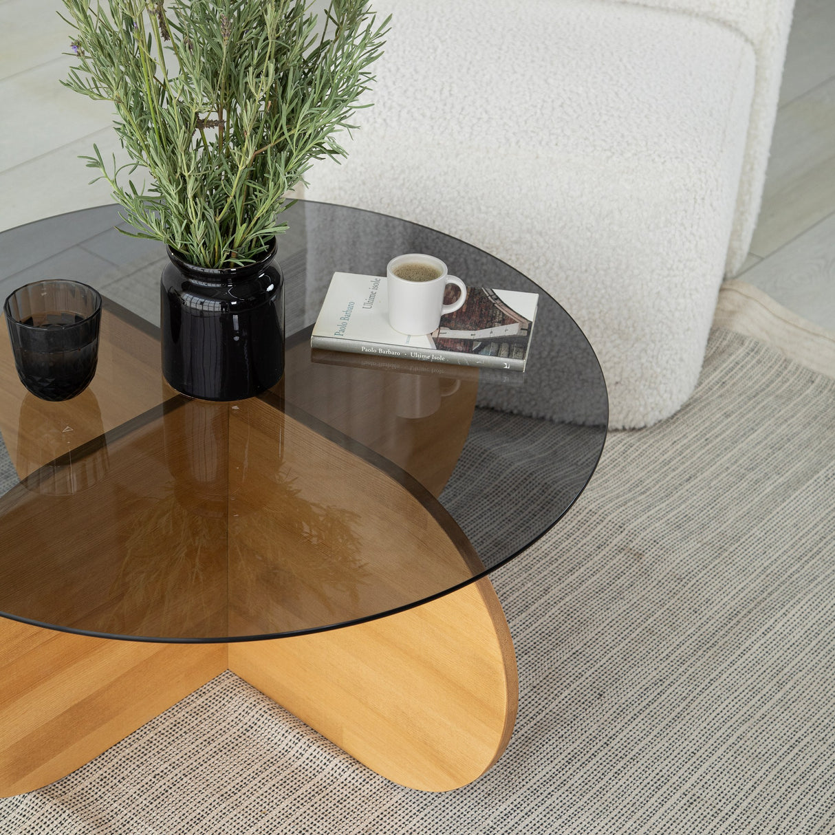 Măsuță de cafea Bubble Wood - Fume, Oak, Stejar, 75x75x35 cm
