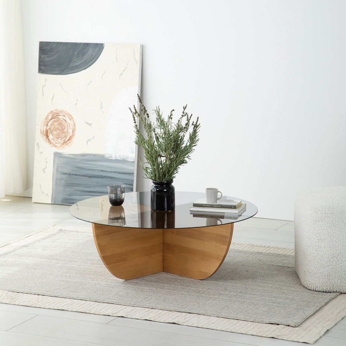 Măsuță de cafea Lily Wood - Fume, Oak, Stejar, 90x90x30 cm