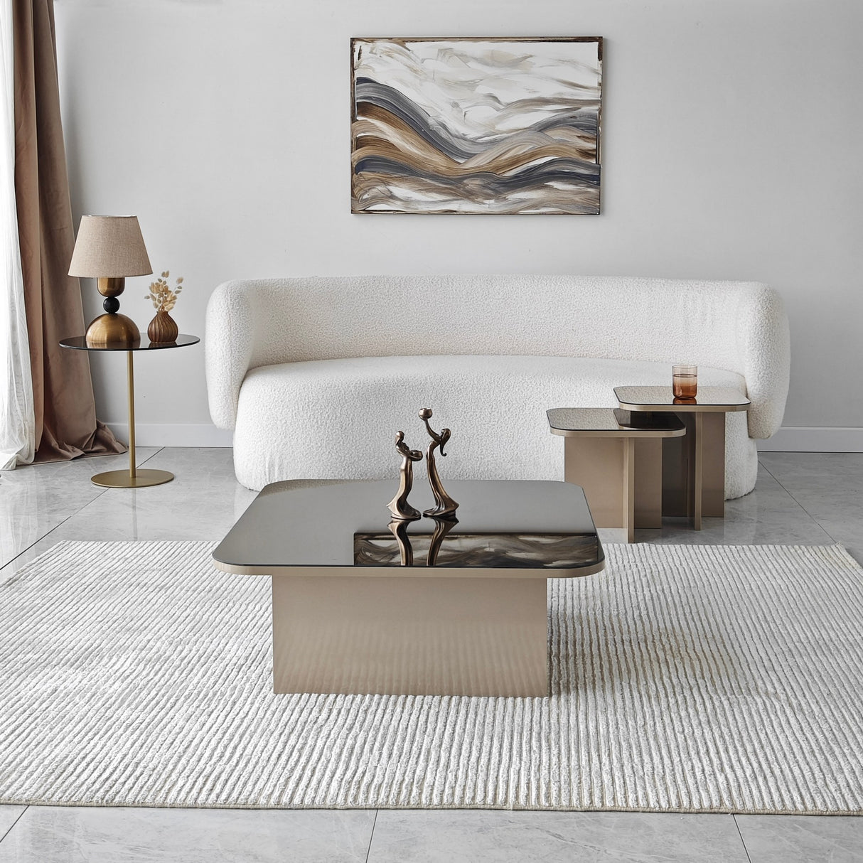 Măsuță de cafea Jazz, Diverse culori, 80x80x30 cm - Bej - Bronz | SKU: 552NOS1478 | Măsuță de cafea Jazz, 80x80x30 cm, varianta Bej - Bronz, produs pentru amenajarea locuinței, disponibil online în România la CasaMob