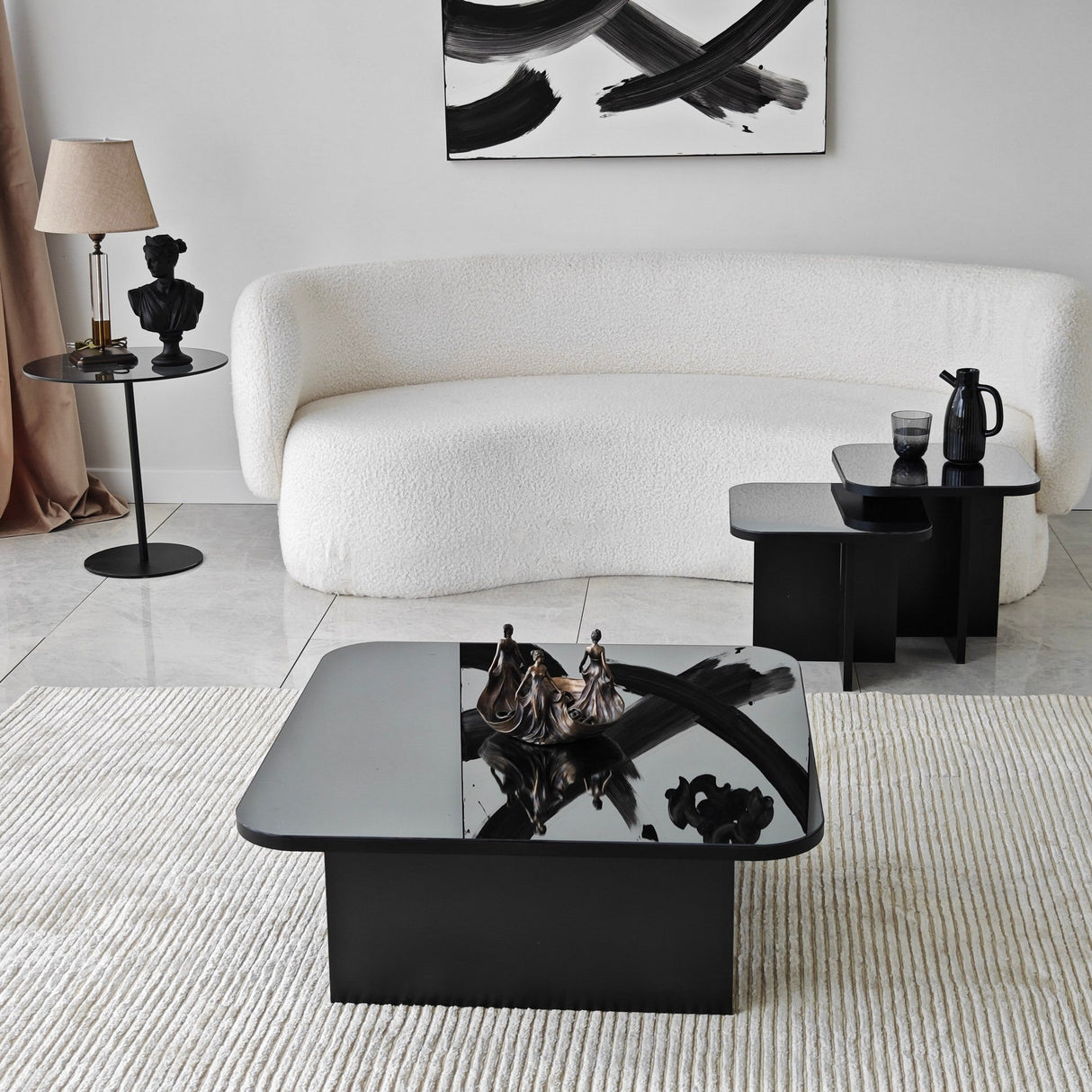 Măsuță de cafea Jazz, Diverse culori, 80x80x30 cm - Negru - Fumuriu | SKU: 552NOS1479 | Măsuță de cafea Jazz, 80x80x30 cm, varianta Negru - Fumuriu, produs pentru amenajarea locuinței, disponibil online în România la CasaMob
