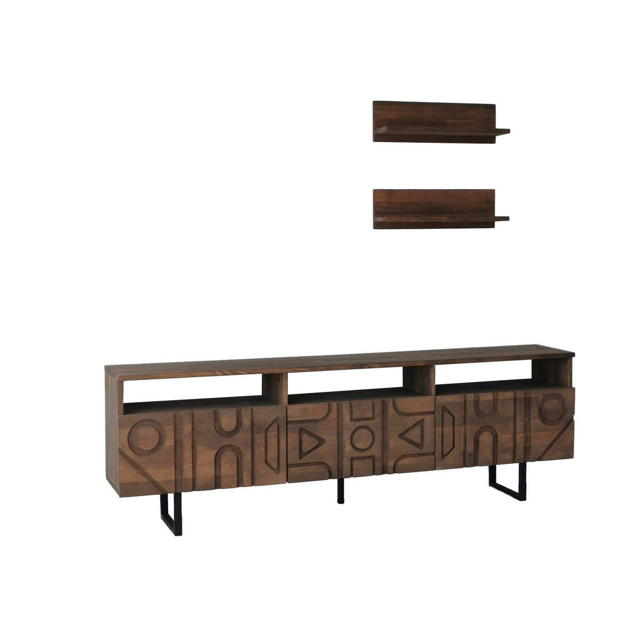 Comoda TV Aristo - Walnut, Nuc, 3 piese