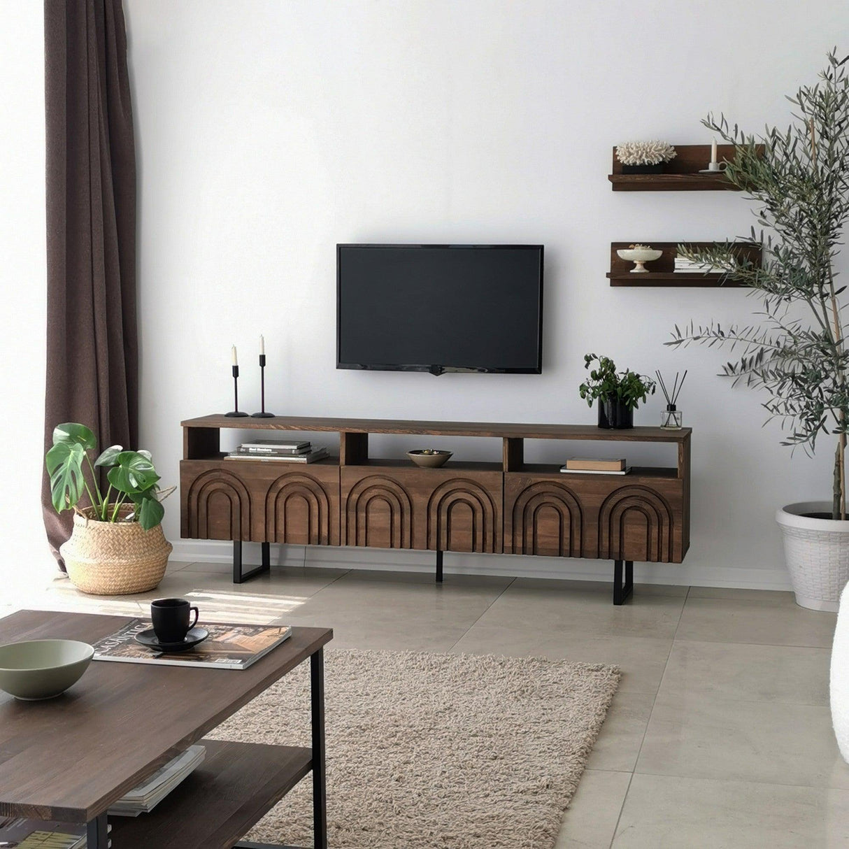 Comoda TV Helen - Walnut, Nuc, 50x12x15 cm