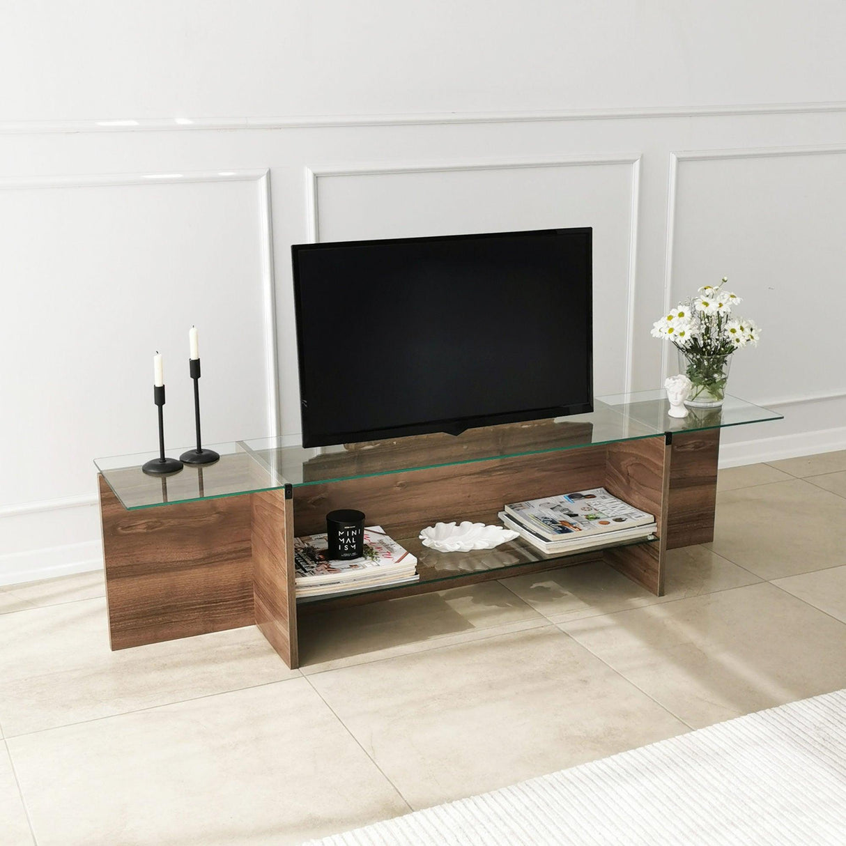 Comodă TV Escape TV, Diverse culori, 158x35x40 cm - Nuc | SKU: 552NOS1602 | Comodă TV Escape TV, 158x35x40 cm, varianta Nuc, produs pentru amenajarea locuinței, disponibil online în România la CasaMob