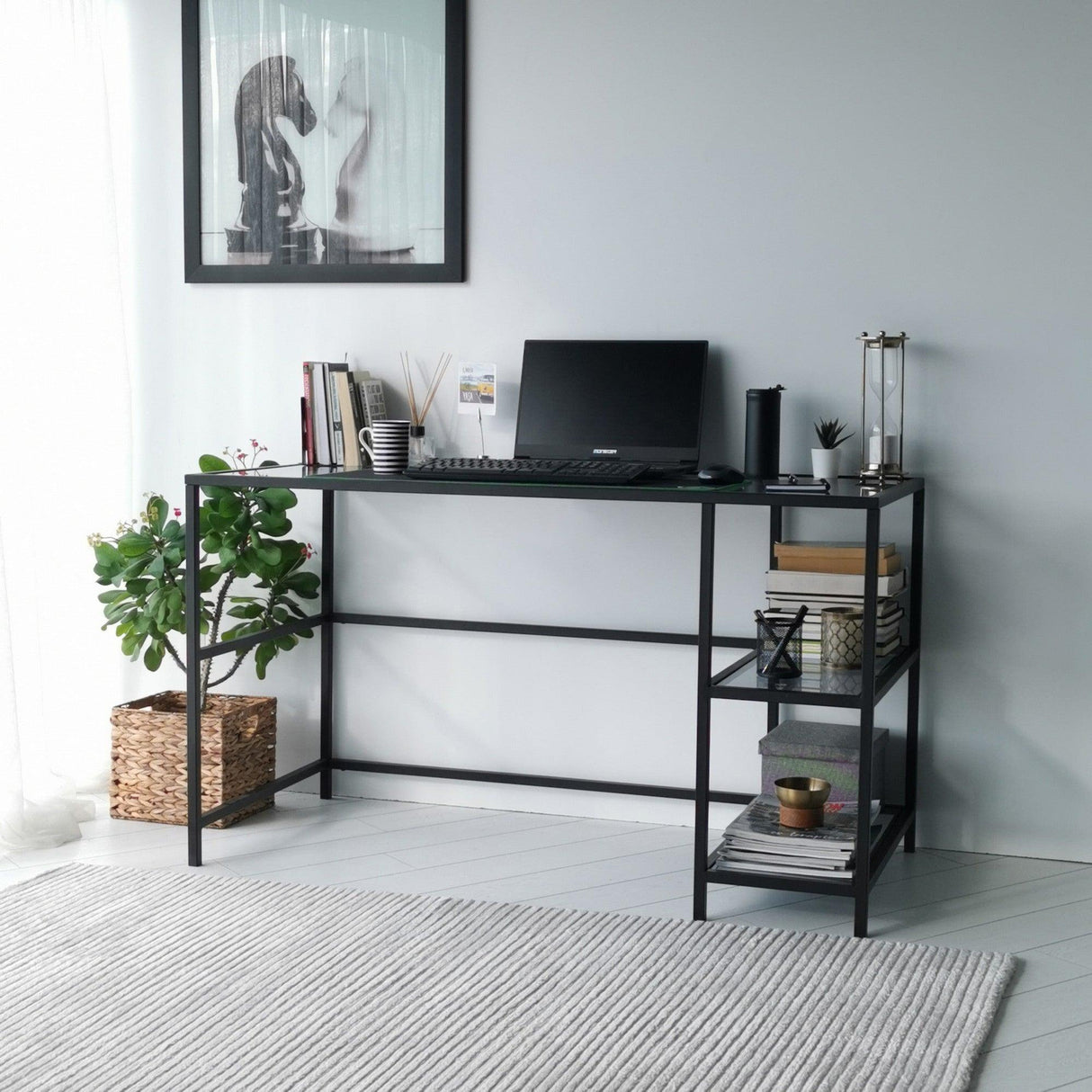 Birou Master M101F, Negru, 60x75x130 cm