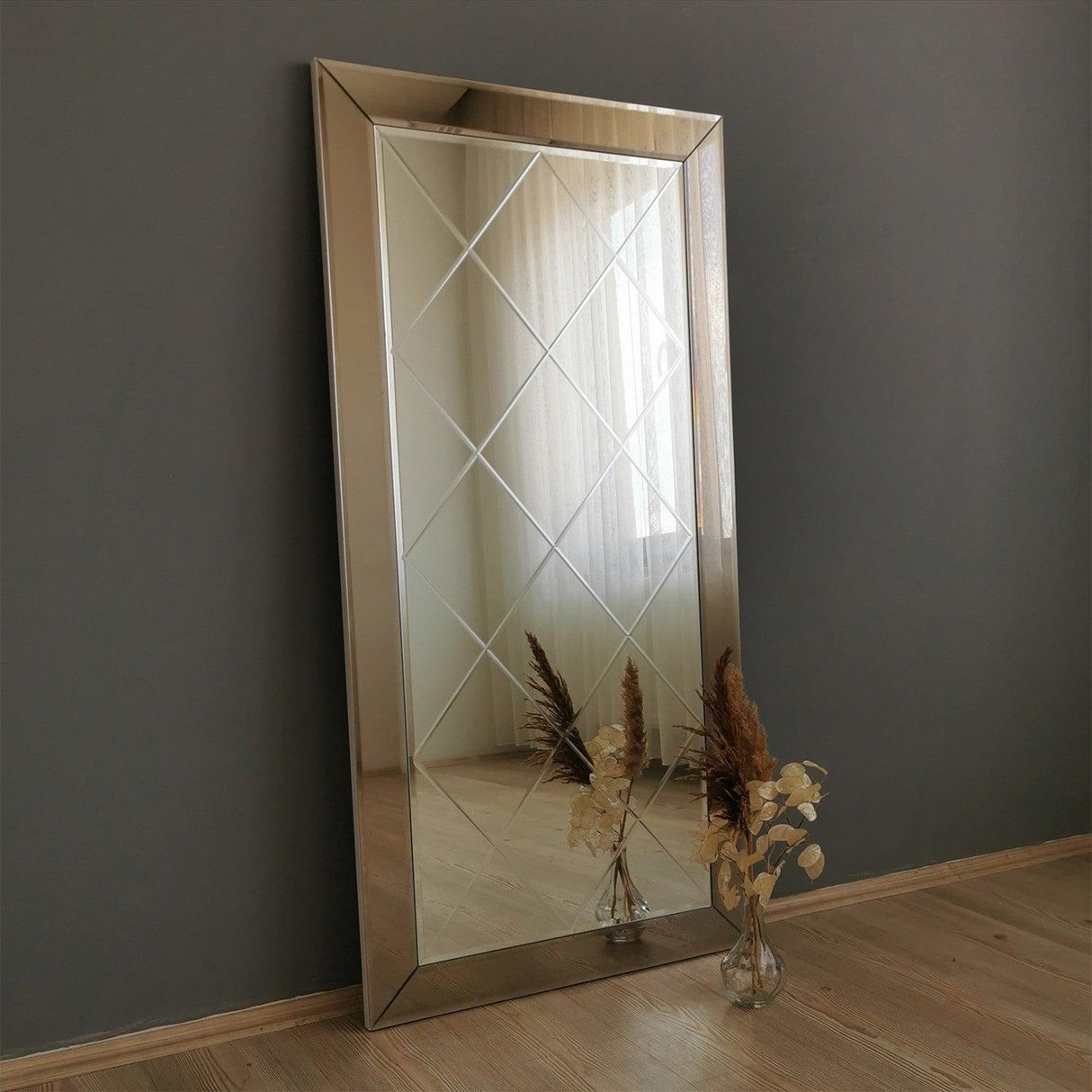 Oglinda decorativa Avant, Argint, 65x130x2 cm
