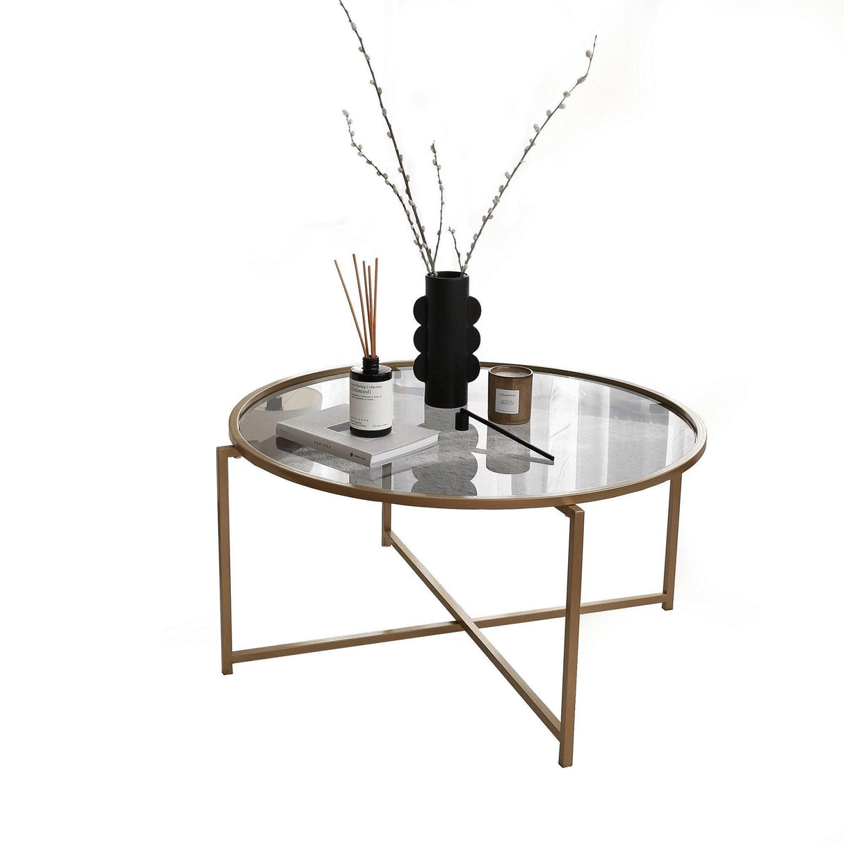 Masuta de cafea Gold Sun S404F - Gold, Fume, Aur, 83x40x83 cm