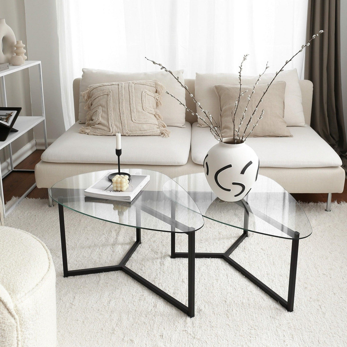 Set masuta de cafea Bellisimo - Black, Negru mat, 82x40x58 cm