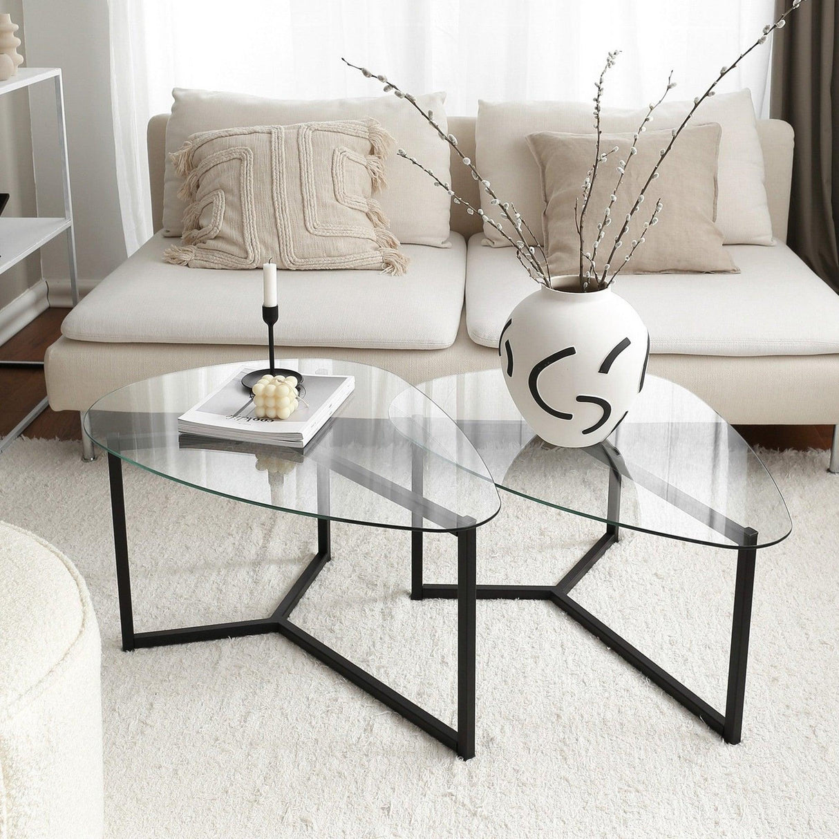 Set masuta de cafea Bellisimo - Black, Negru mat, 82x40x58 cm