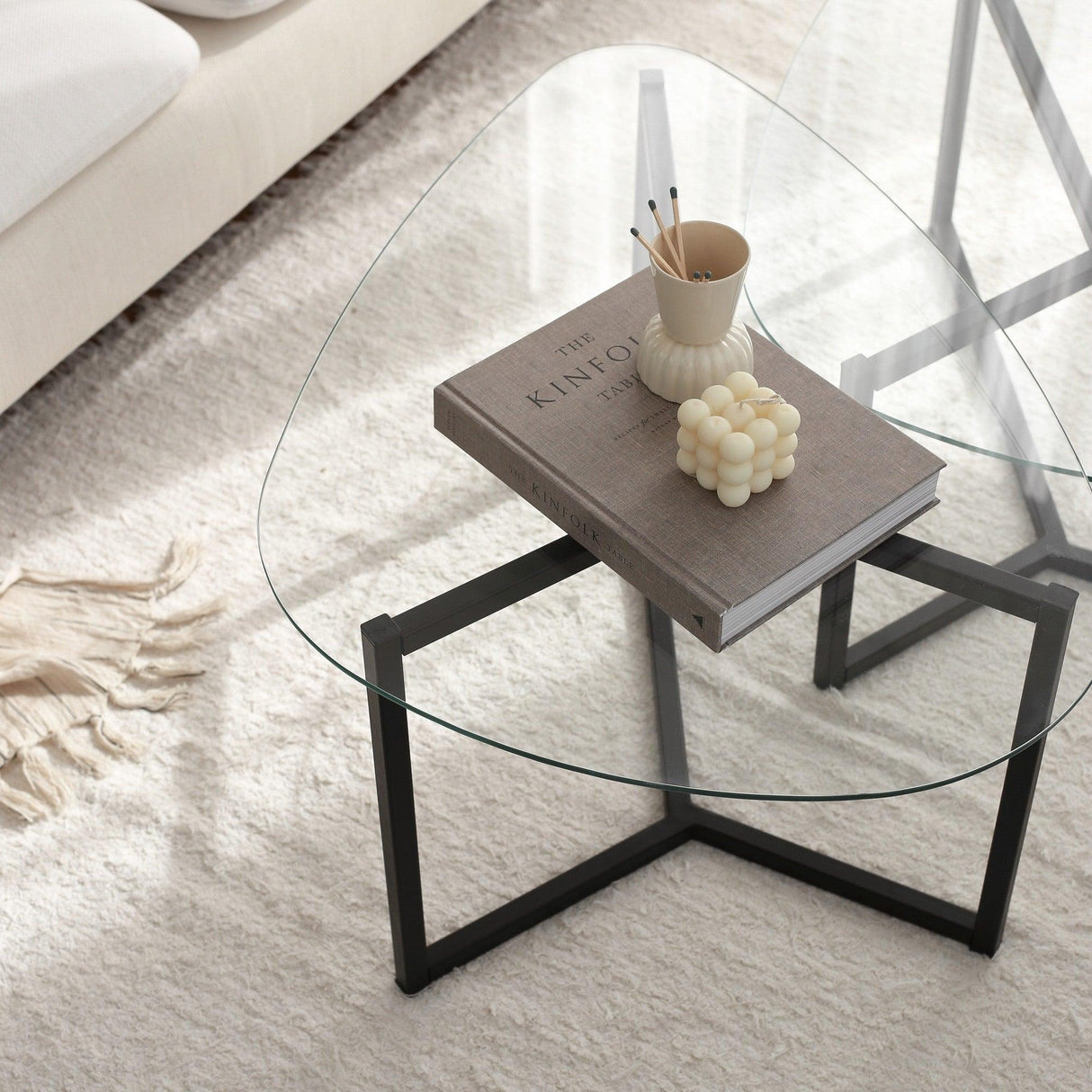 Set masuta de cafea Bellisimo - Black, Negru mat, 82x40x58 cm