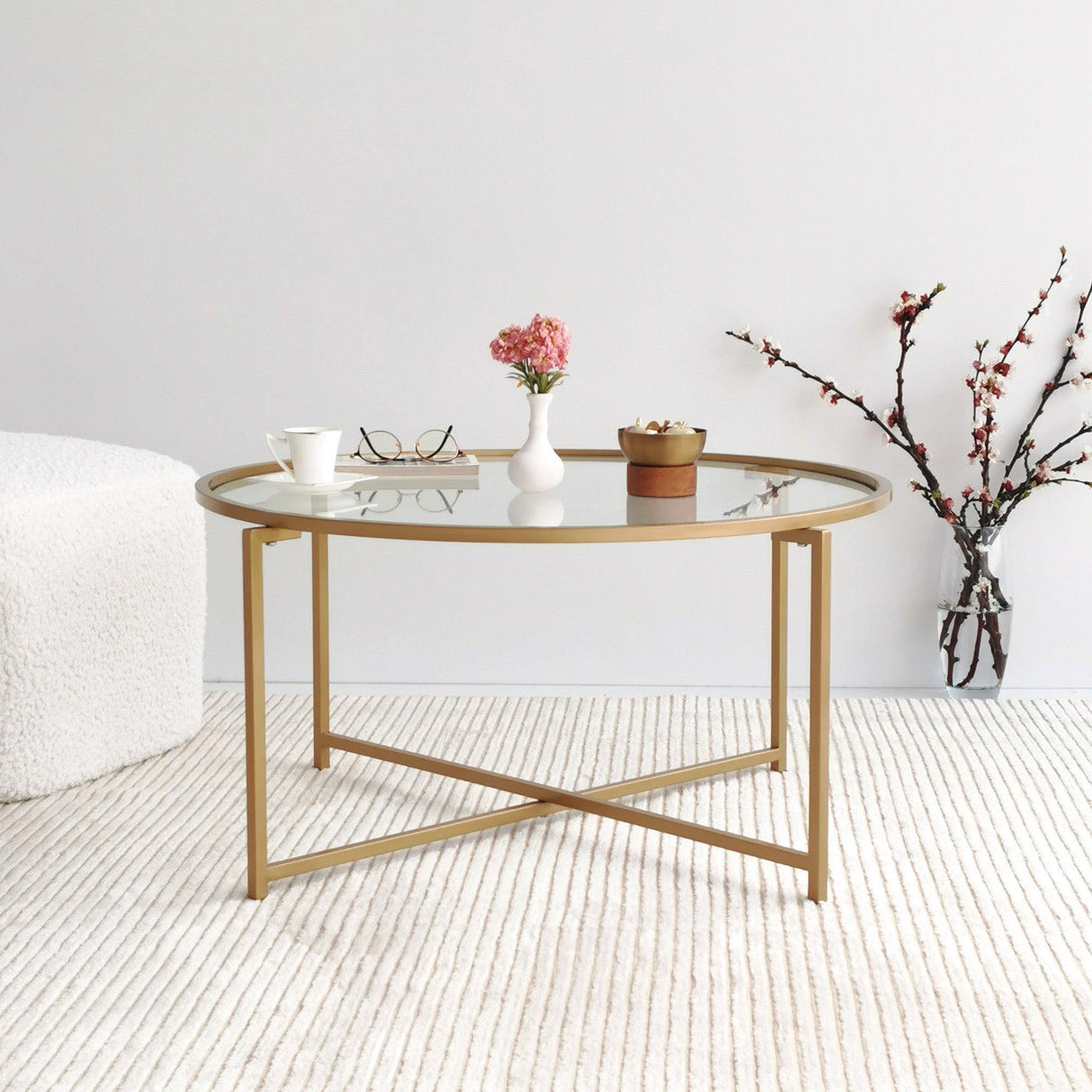 Masuta de cafea Gold Sun S404, Aur, 83x40x83 cm