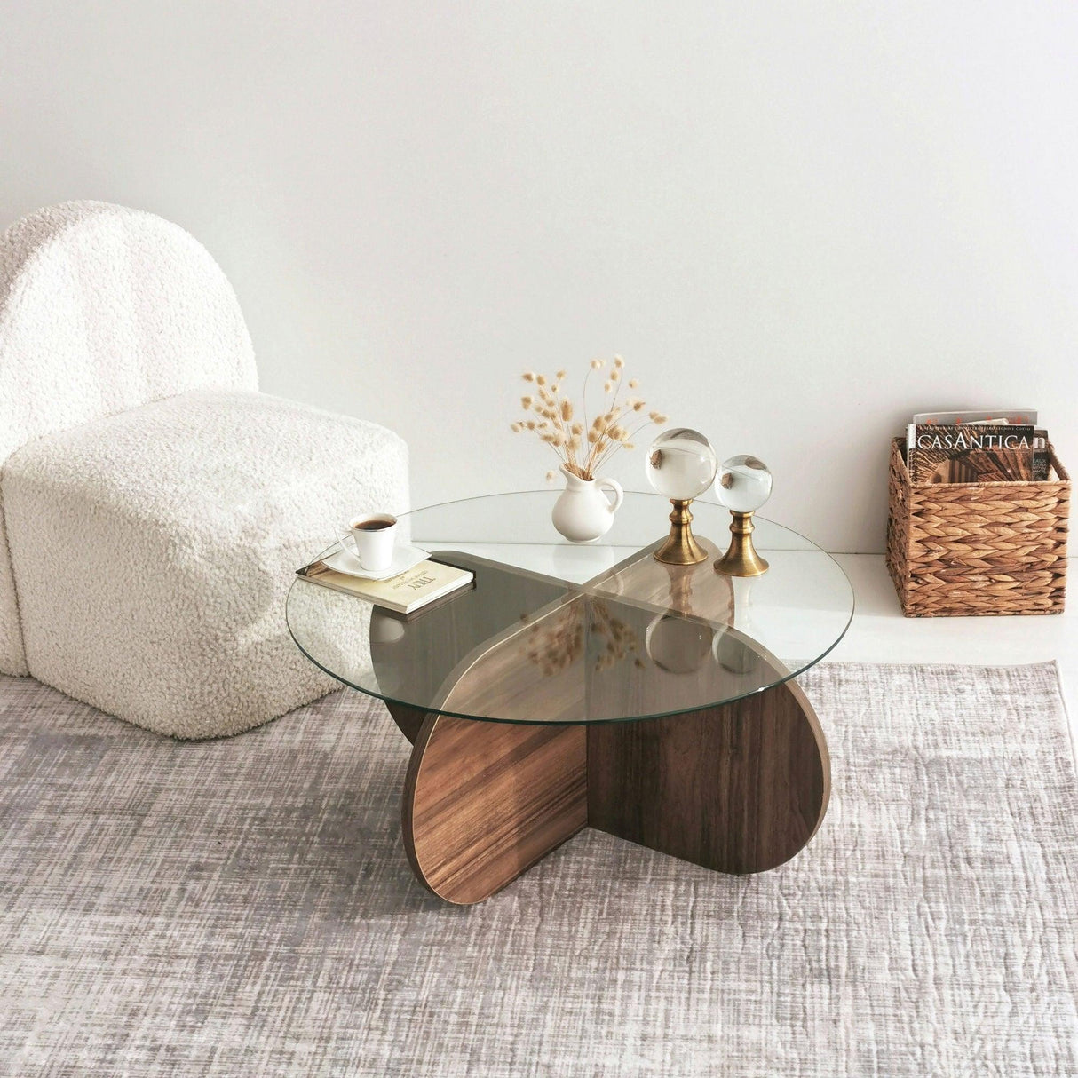 Masuta de cafea Bubble - Walnut, Nuc, 75x35x75 cm
