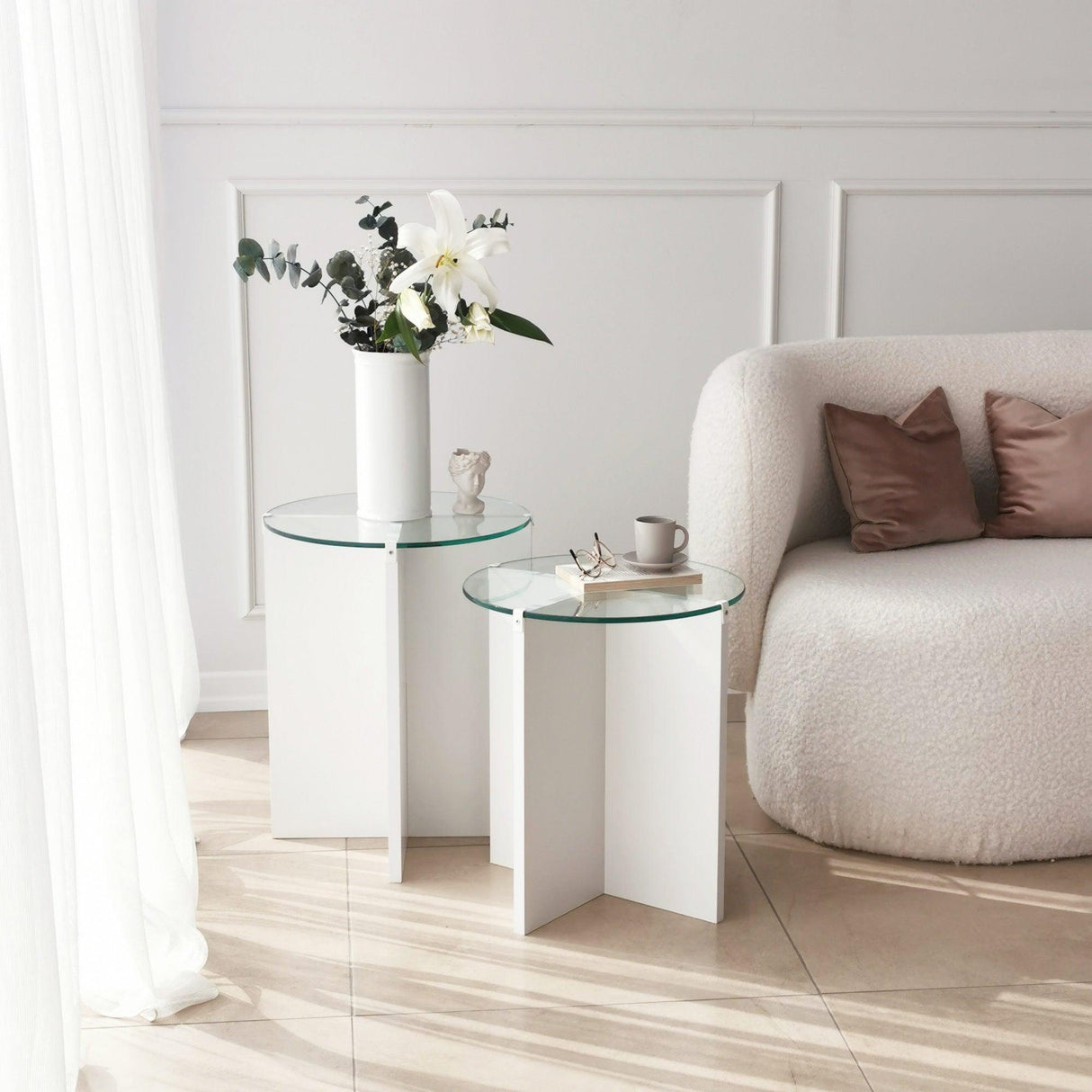 Măsuță de cafea Lily, Diverse culori, Diverse configurații, Diverse dimensiuni - Alb - Ø40x45 cm - 2 bucăți | SKU: 552NOS2245 | Măsuță de cafea Lily, varianta Alb - Ø40x45 cm - 2 bucăți, produs pentru amenajarea locuinței, disponibil online în România la CasaMob