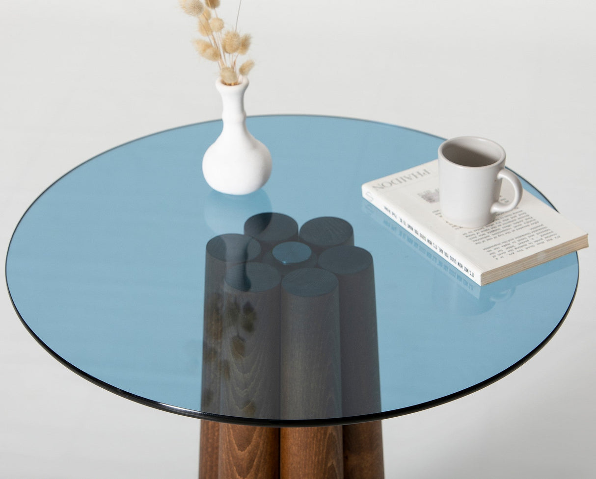 Măsuță de cafea Thales, Diverse culori, 50x50x50 cm - Nuc - Albastru | SKU: 552NOS2395 | Măsuță de cafea Thales, 50x50x50 cm, varianta Nuc - Albastru, produs pentru amenajarea locuinței, disponibil online în România la CasaMob