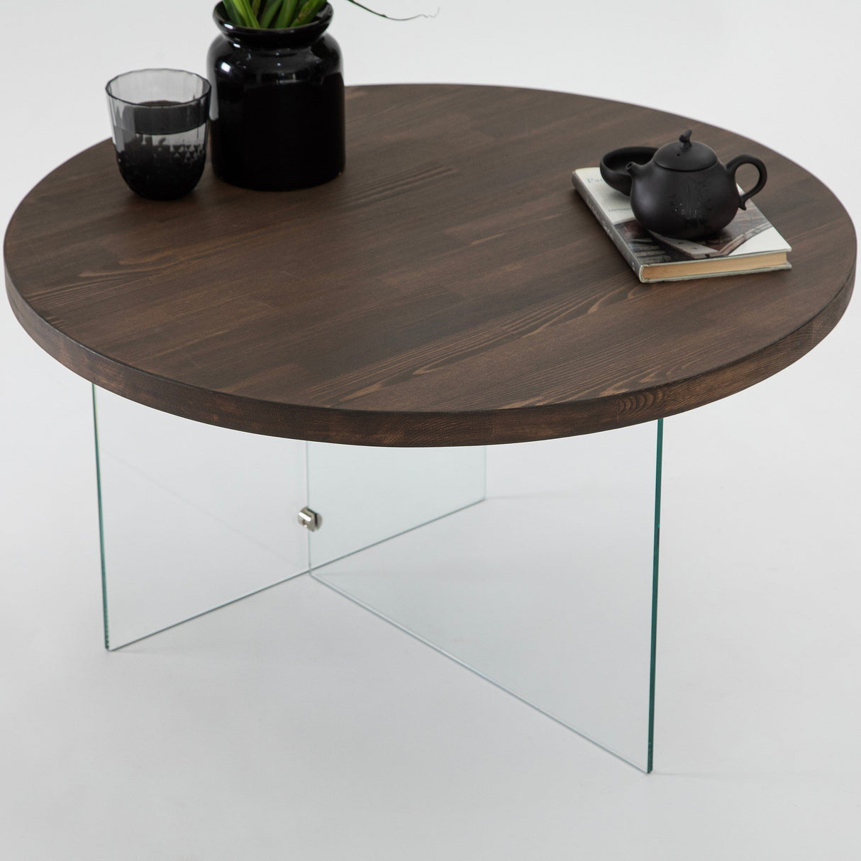 Măsuță de cafea Serenity, Diverse culori - Transparent - Nuc | SKU: 552NOS2407 | Măsuță de cafea Serenity, varianta Transparent - Nuc, produs pentru amenajarea locuinței, disponibil online în România la CasaMob