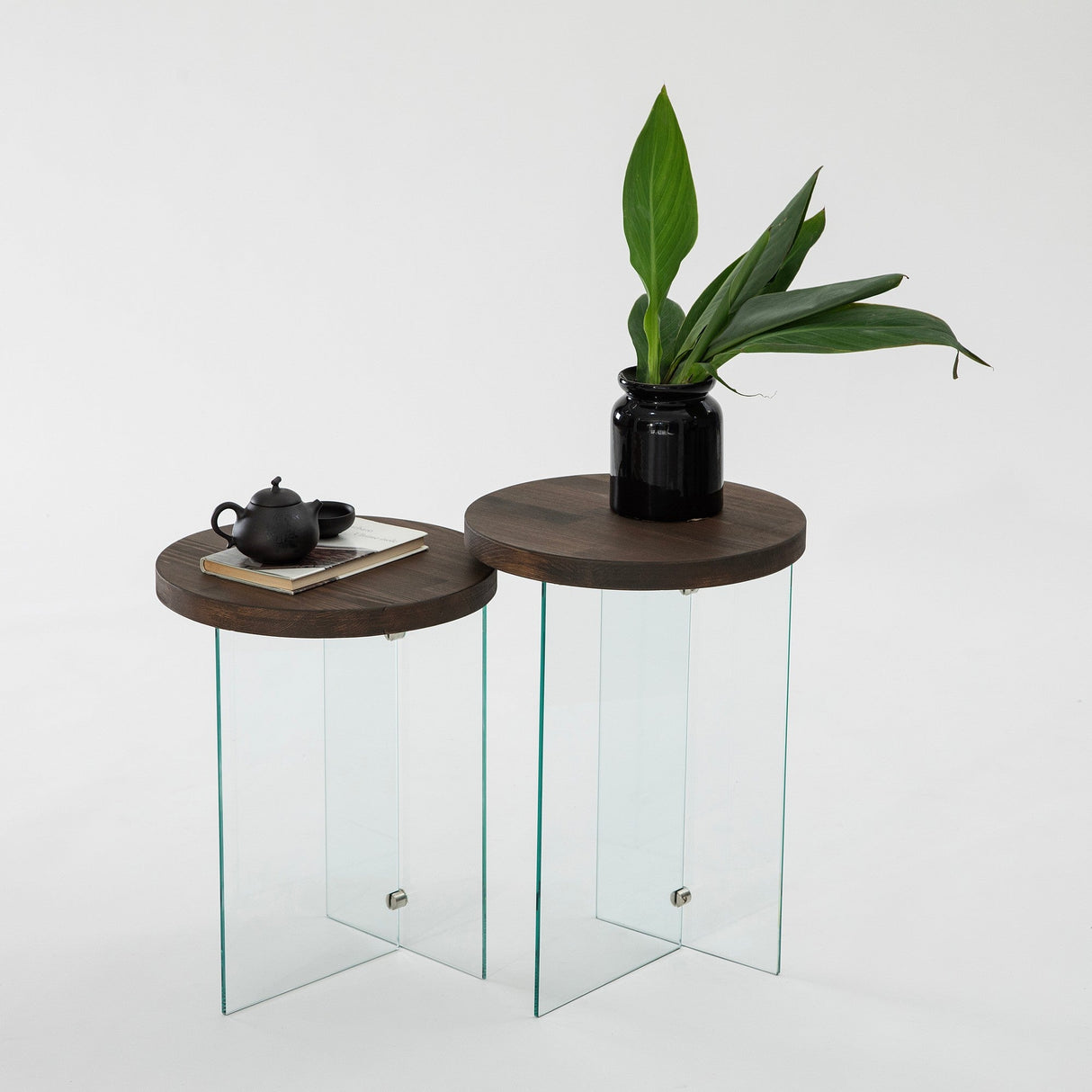 Măsuță de cafea Serenity 2, Diverse culori - Transparent - Nuc | SKU: 552NOS2408 | Măsuță de cafea Serenity 2, varianta Transparent - Nuc, produs pentru amenajarea locuinței, disponibil online în România la CasaMob