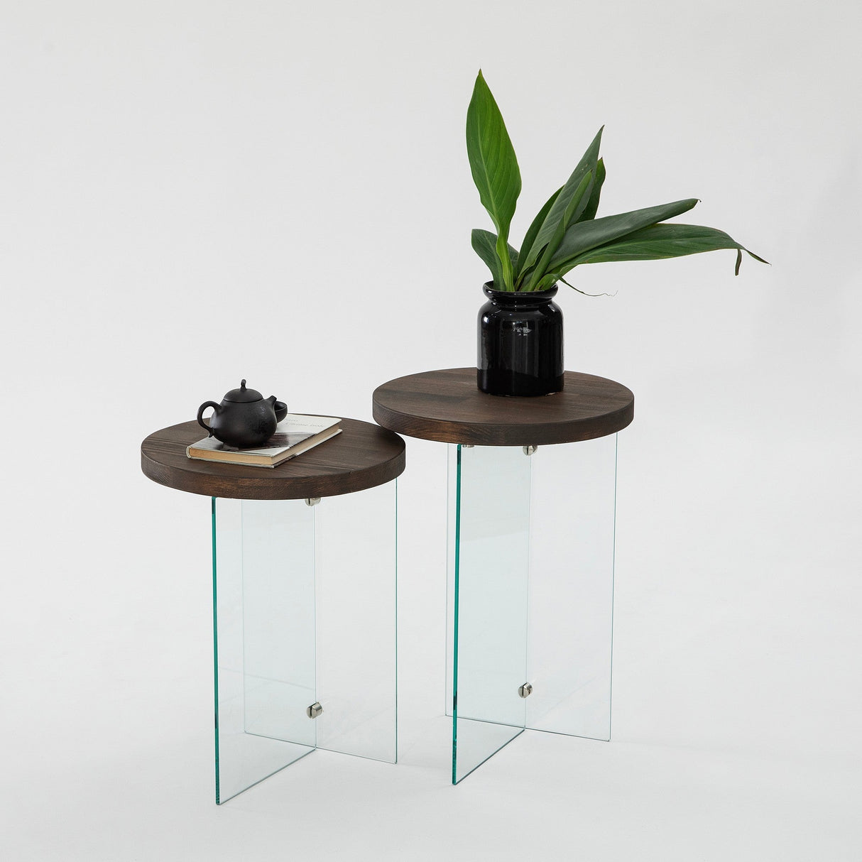 Măsuță de cafea Serenity 2, Diverse culori - Transparent - Nuc | SKU: 552NOS2408 | Măsuță de cafea Serenity 2, varianta Transparent - Nuc, produs pentru amenajarea locuinței, disponibil online în România la CasaMob