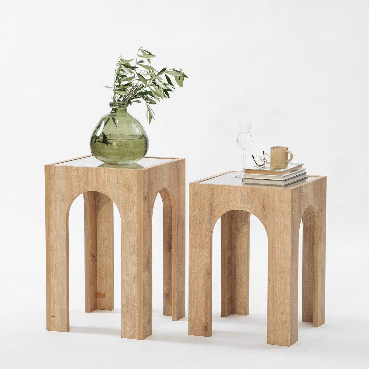Măsuță de cafea Seine Set - Sapphire Oak, Transparent, Stejar - Transparent