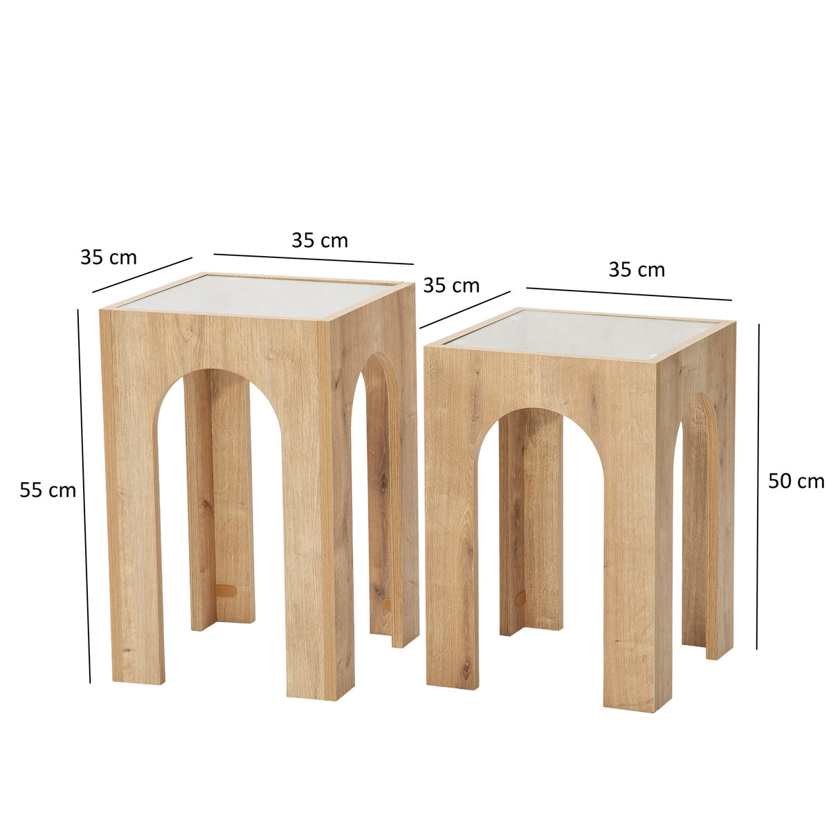 Măsuță de cafea Seine Set - Sapphire Oak, Transparent, Stejar - Transparent